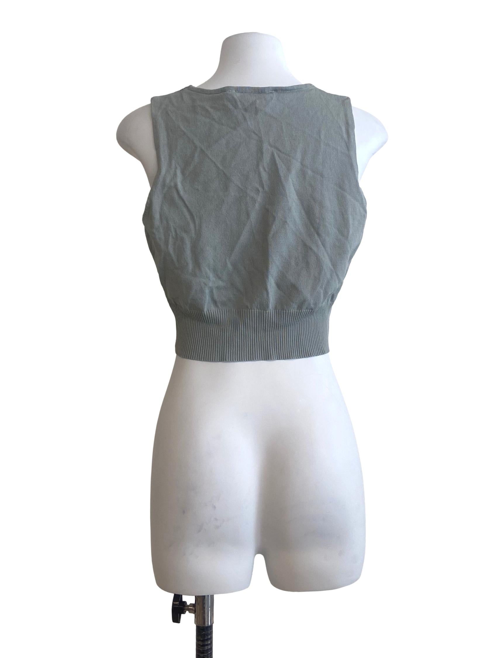 Pistachio Green Sleeveless Crop Top LB