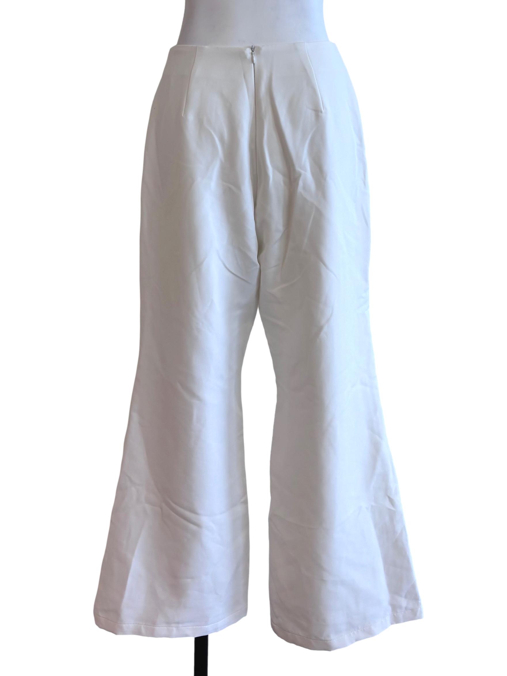 White Wide Flare Pants