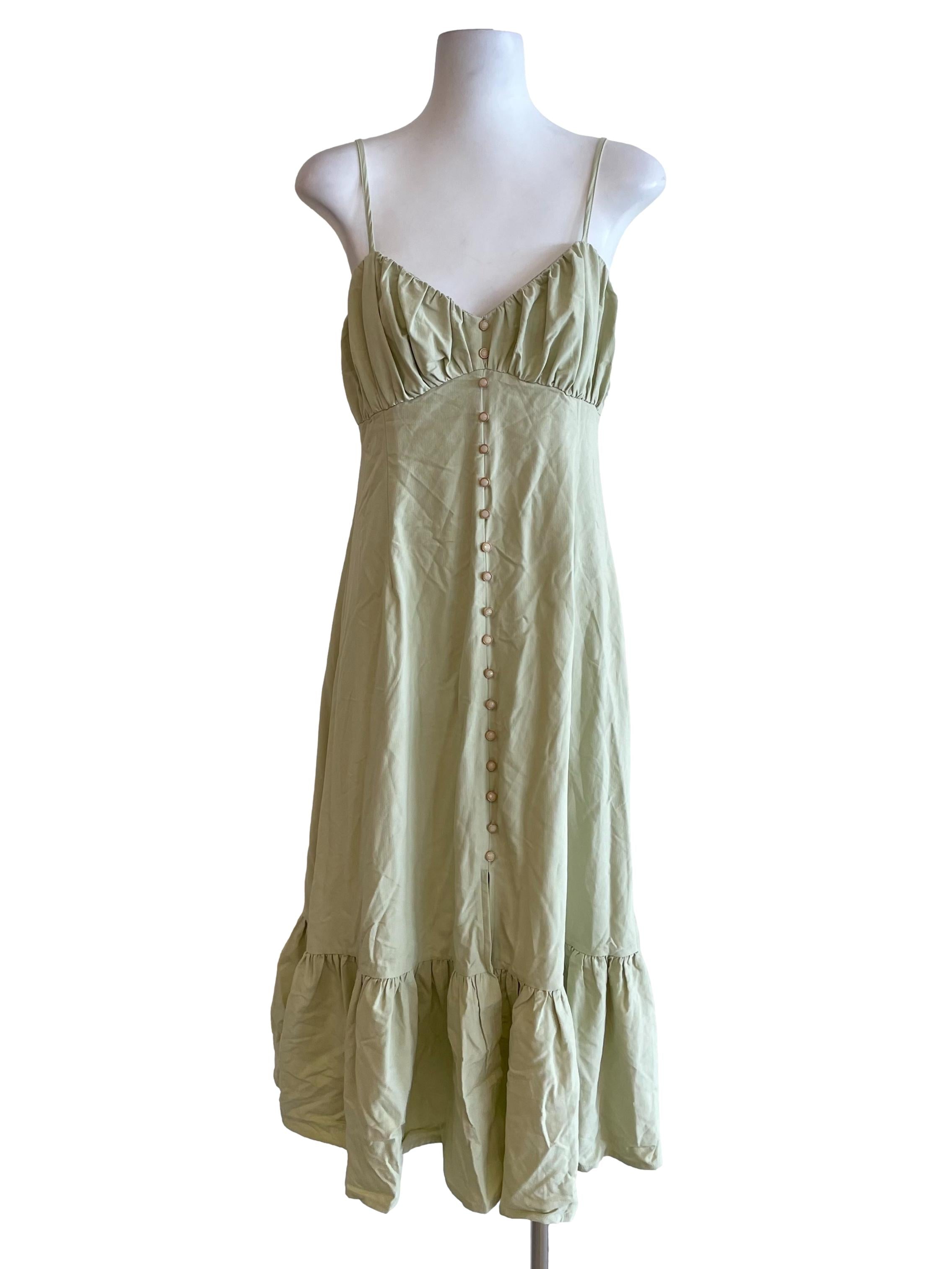 Light Green Tiered Bustier Cami Dress