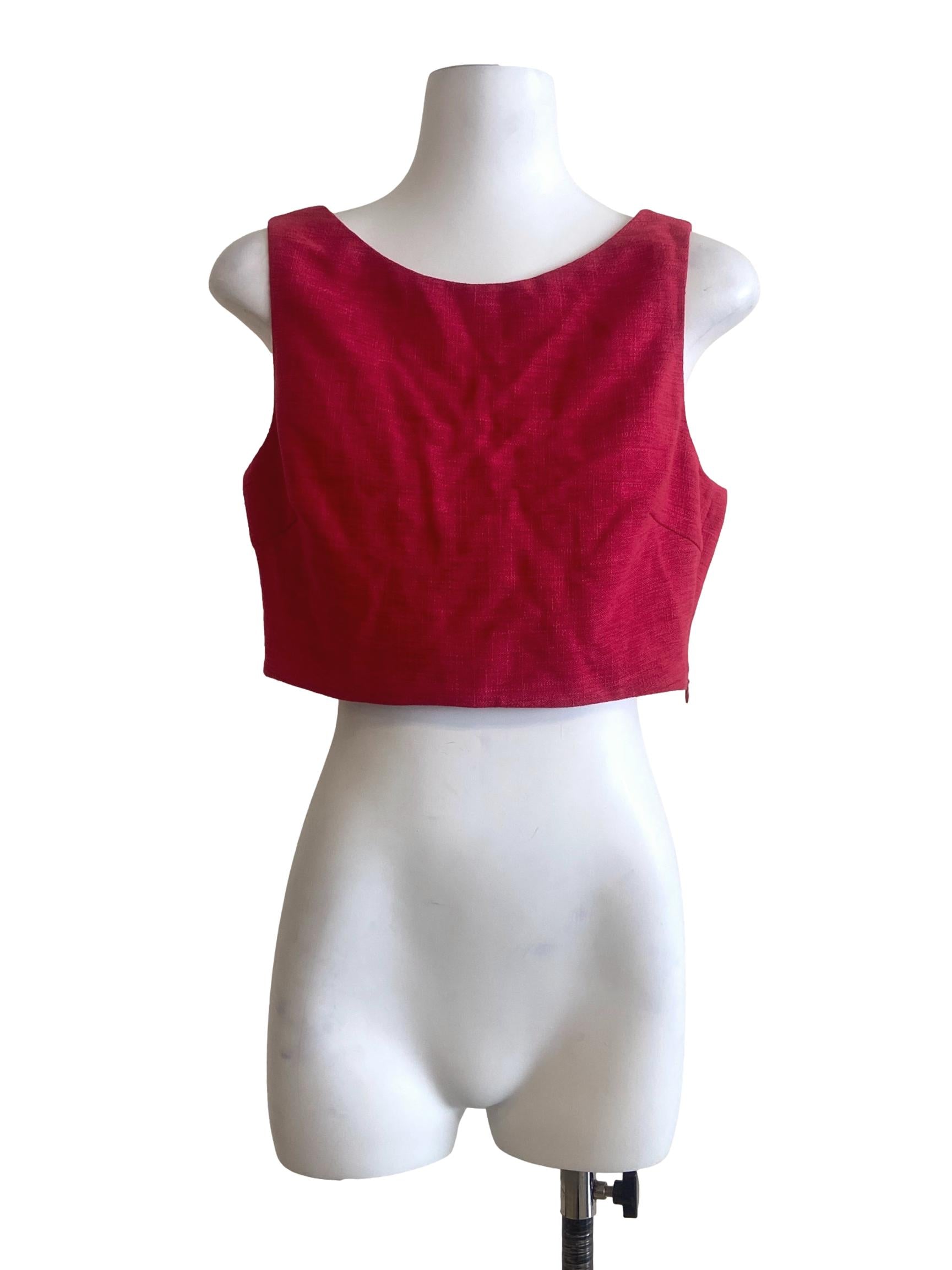 Strawberry Pink Sleeveless Crop Top LB