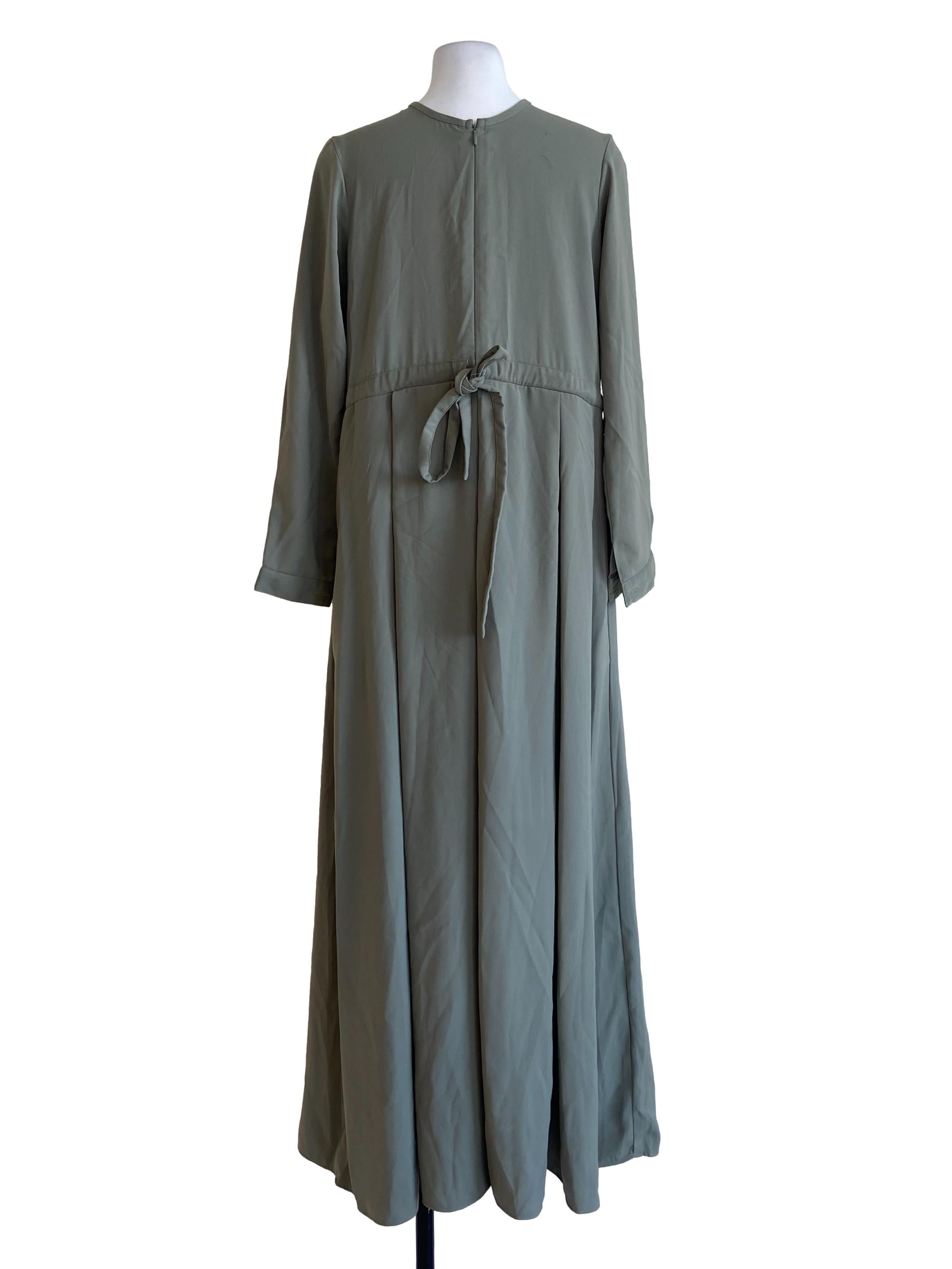 Sage Green Twill Empire Dress