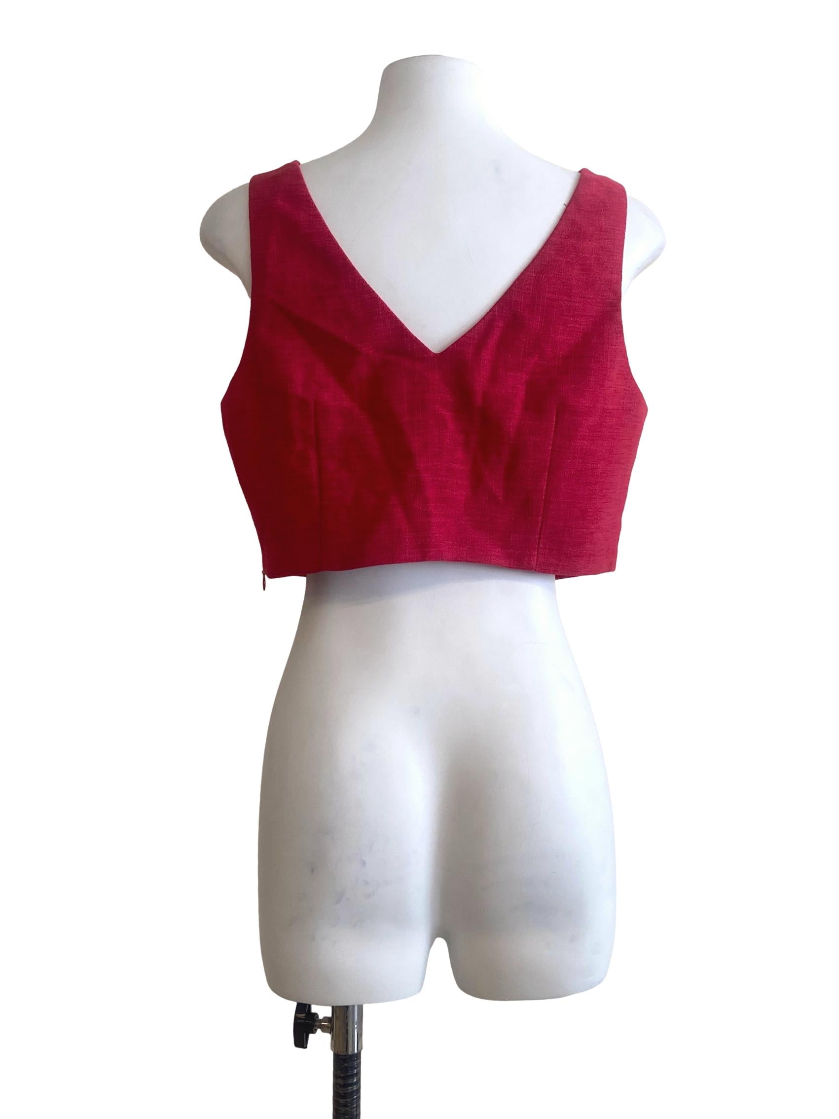 Strawberry Pink Sleeveless Crop Top LB