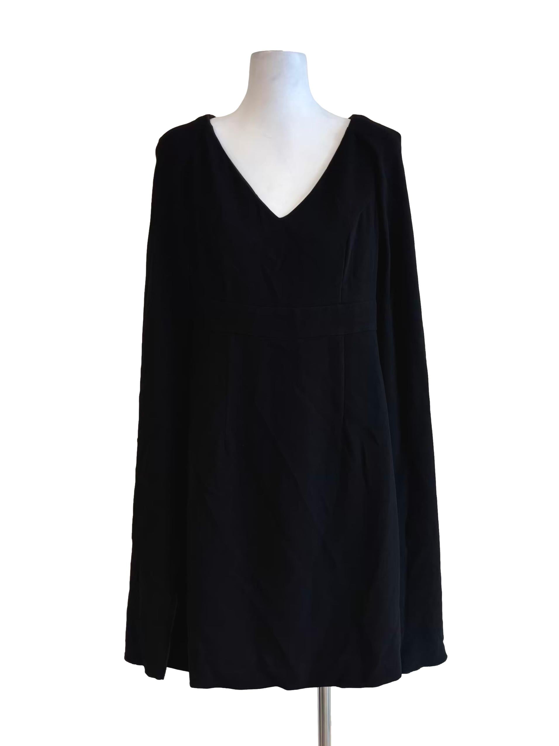 Jet Black Sleeveless Cape Dress