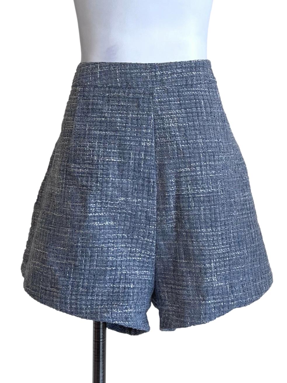 Slate Blue Pleated Short Pants