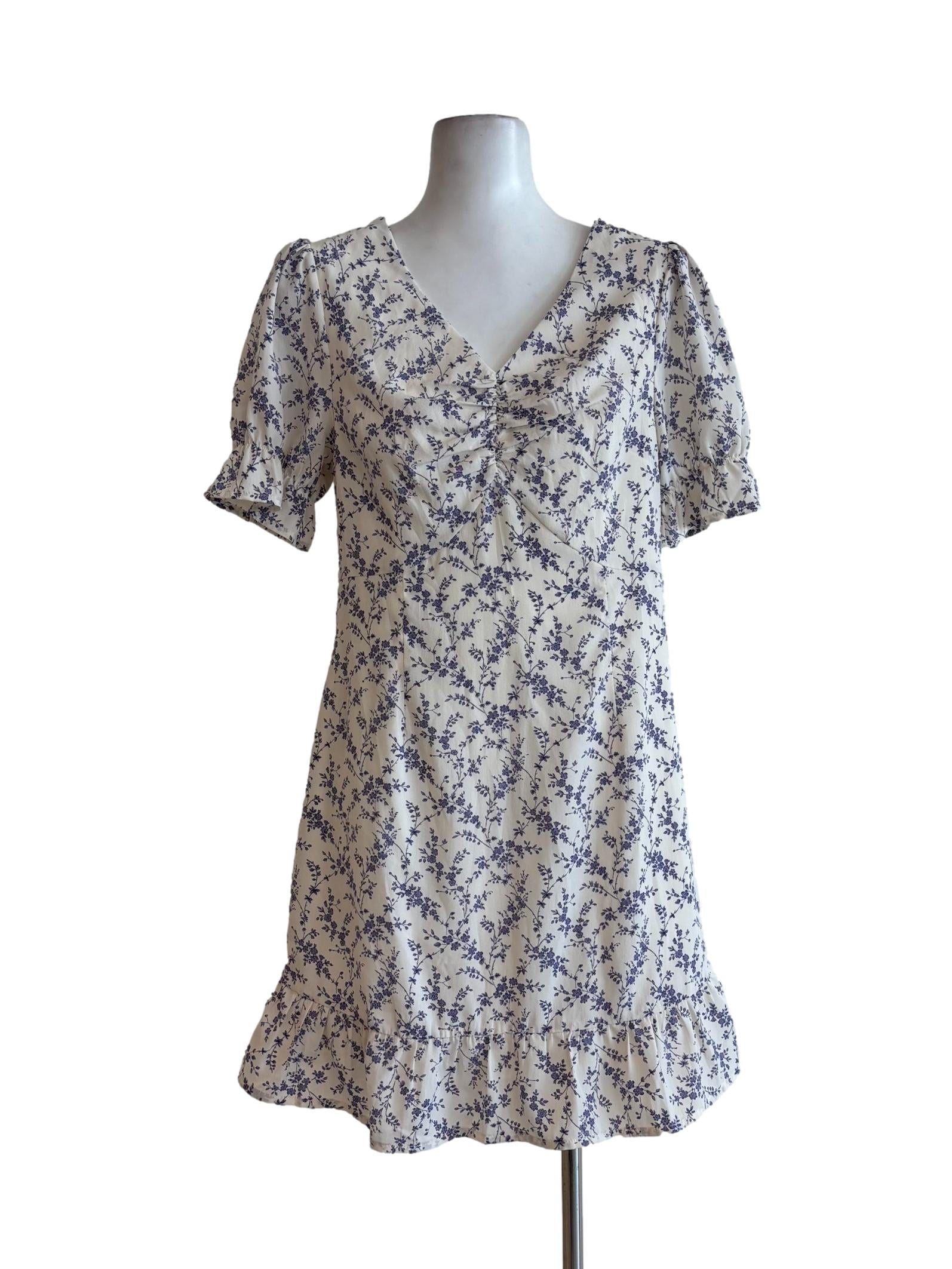 White Lilac Floral Dress