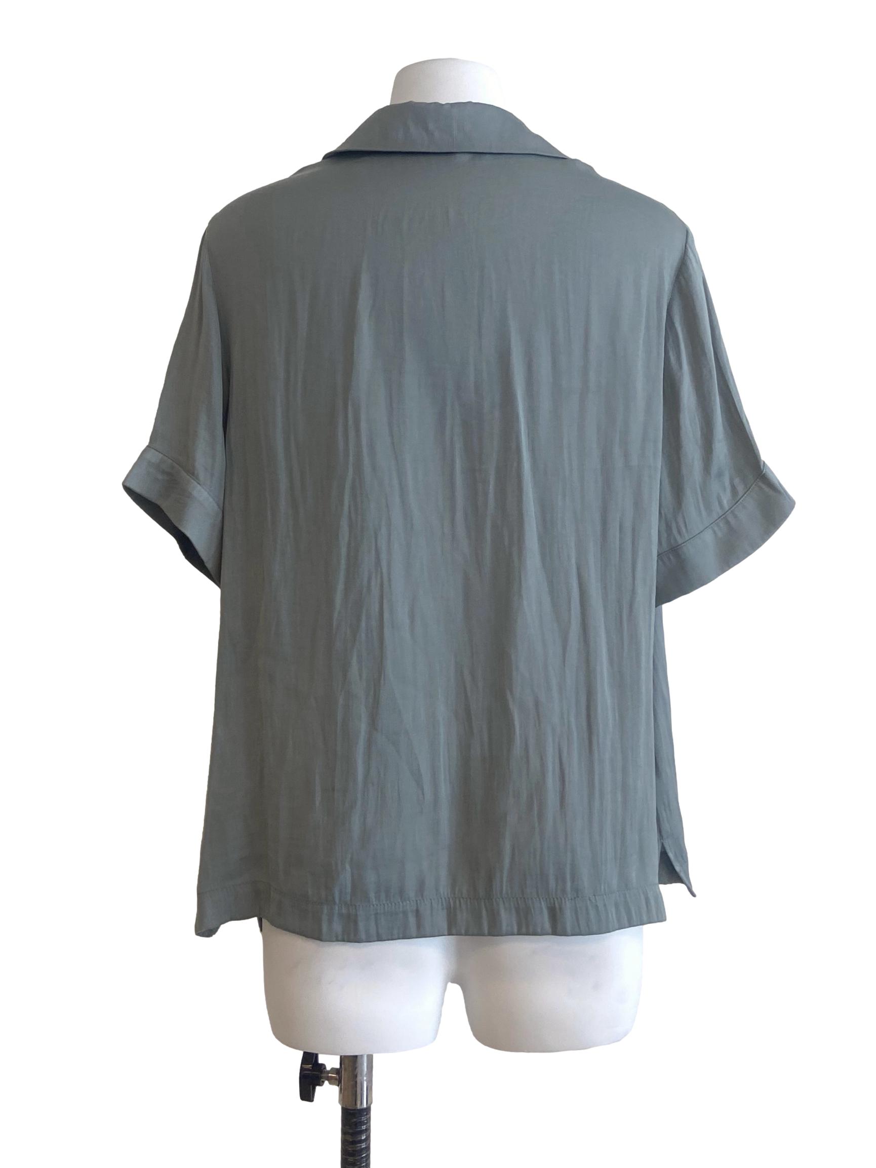 Pistachio Green Button Down Slit Blouse LB