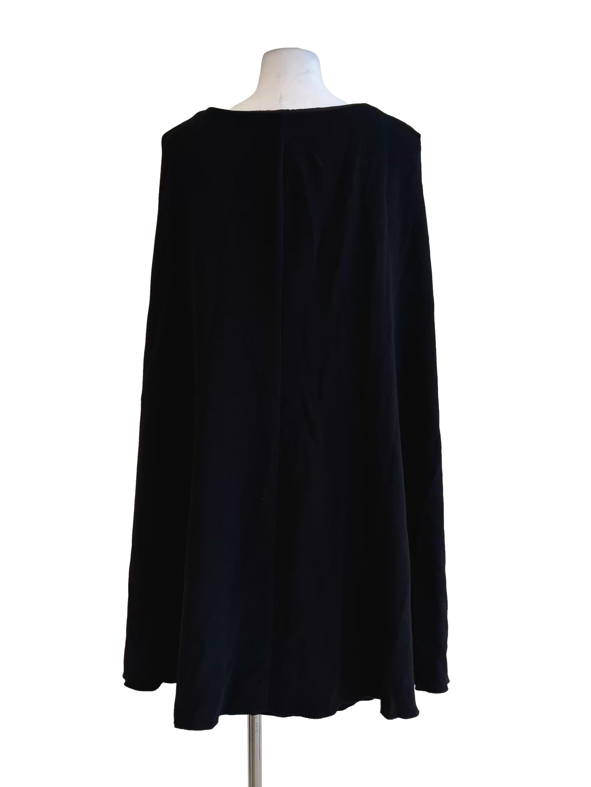 Jet Black Sleeveless Cape Dress