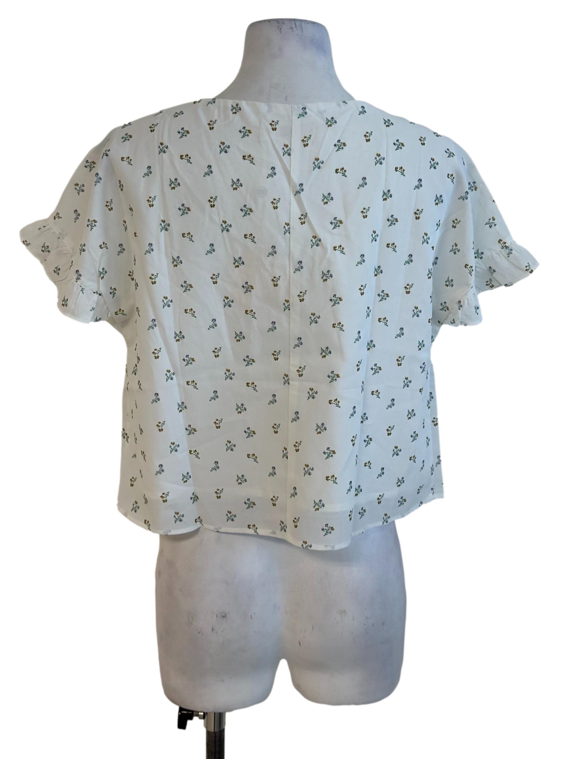 Salt White V Neck Pattern Blouse