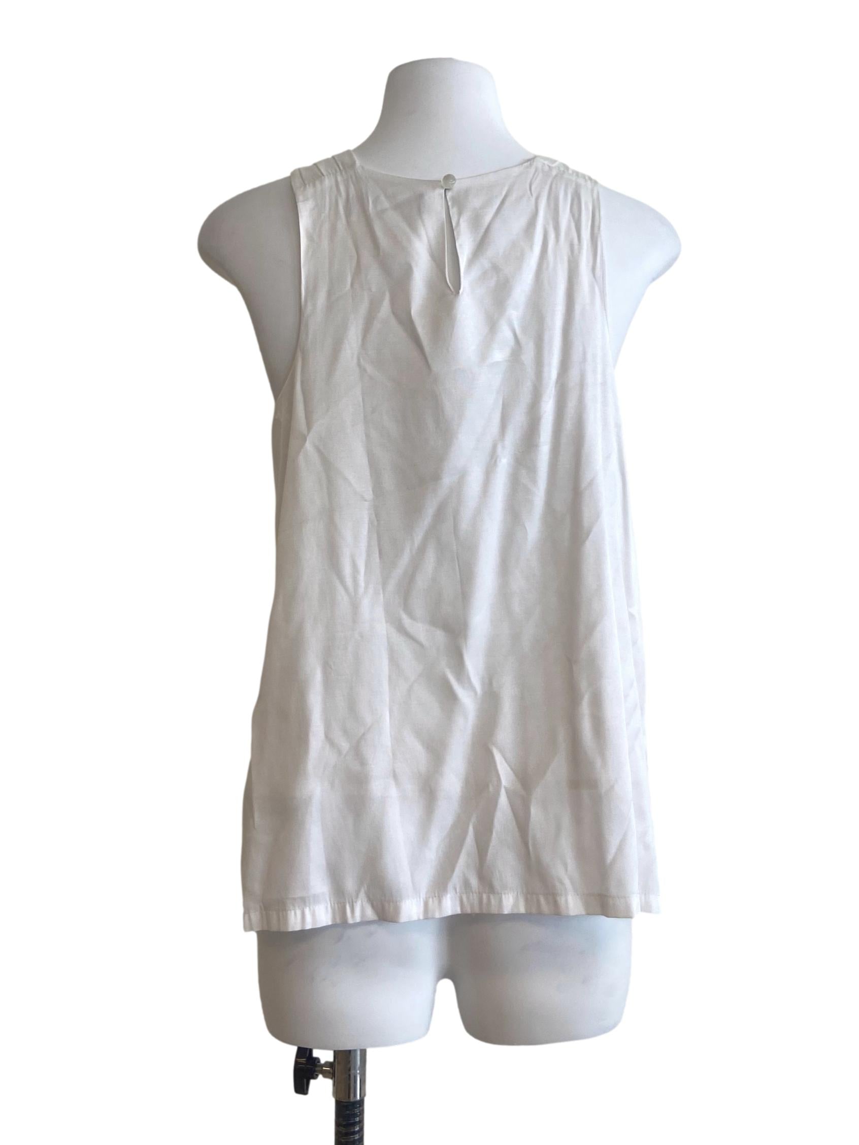 White Sleeveless Slit Top