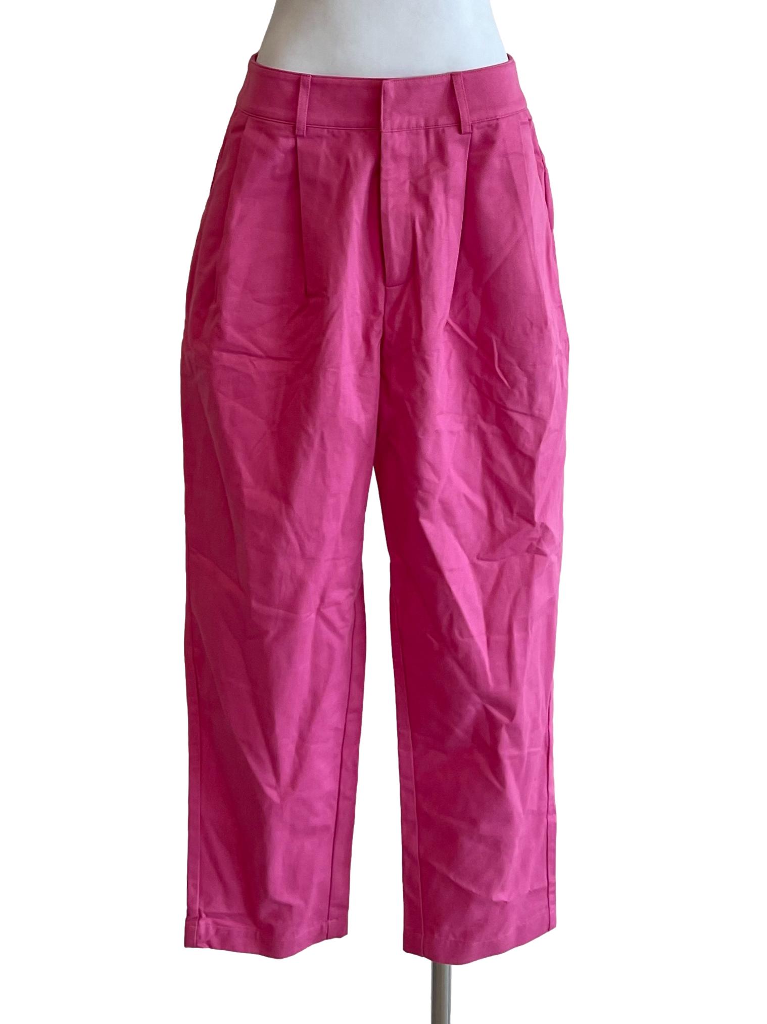 Fuschia Pink Pleated High Ankle Pants