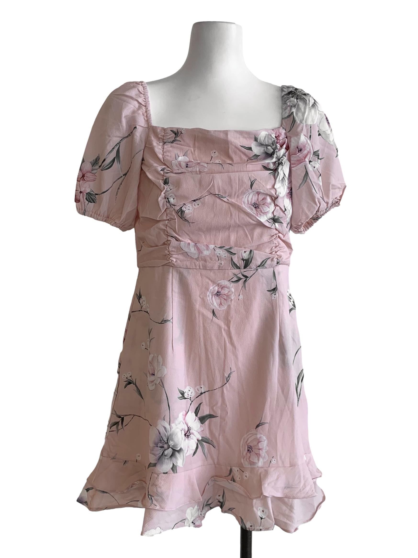 Pink Floral Empire Dress
