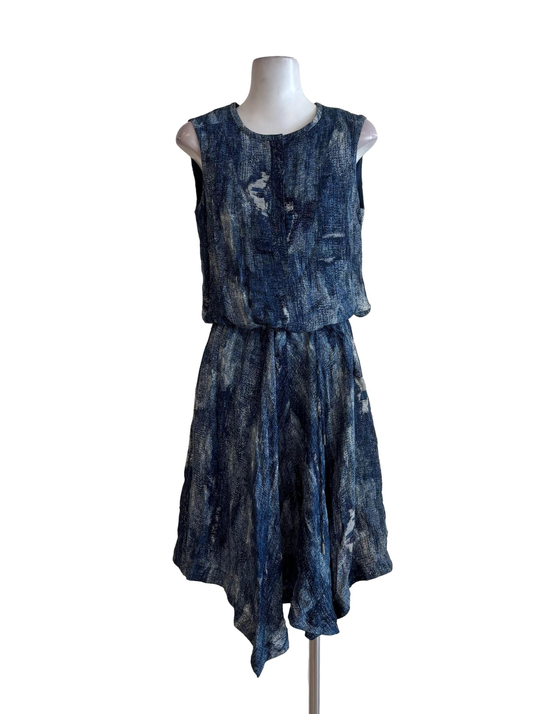 Washed Denim Blue Sleeveless Dress