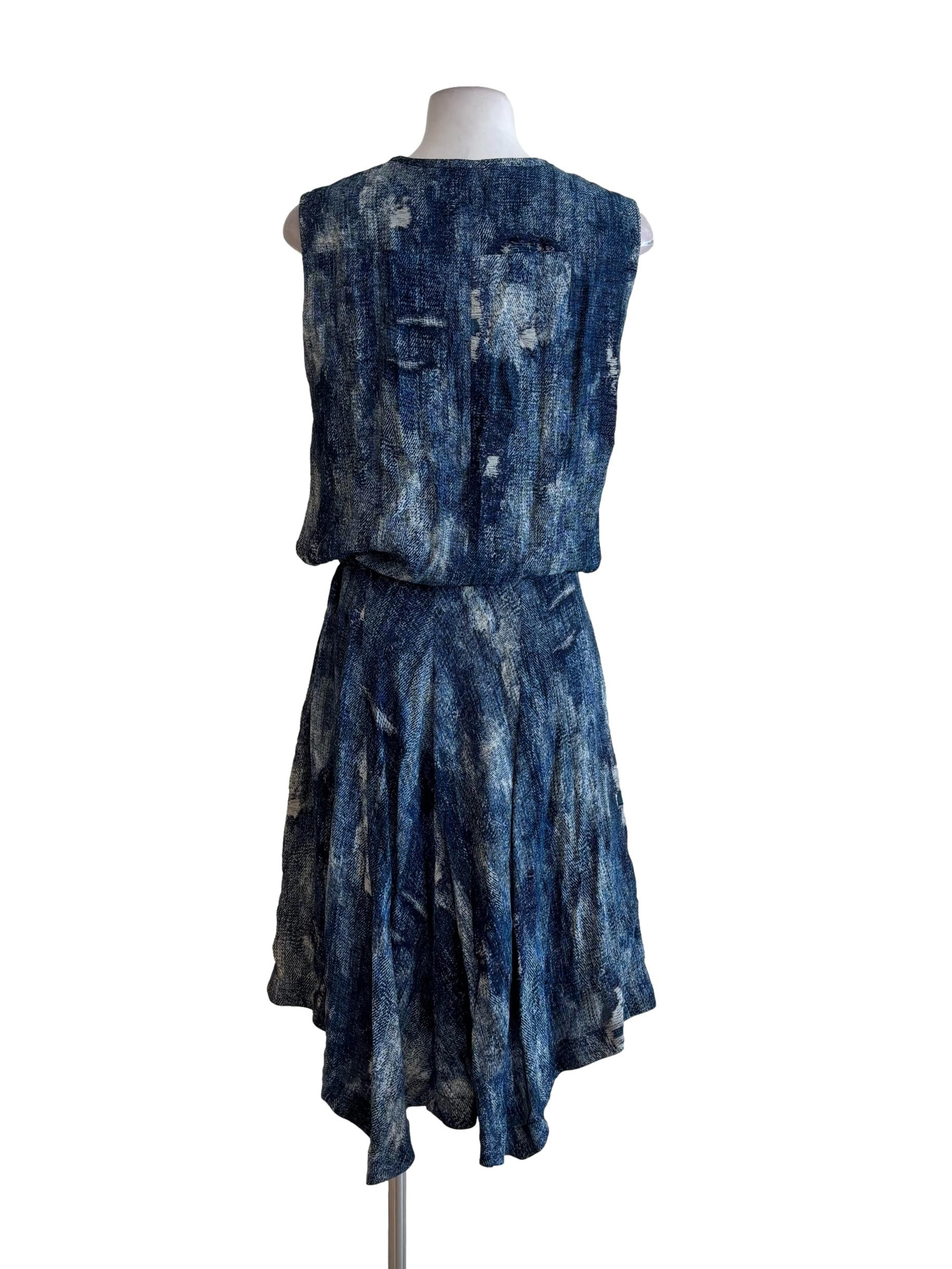 Washed Denim Blue Sleeveless Dress