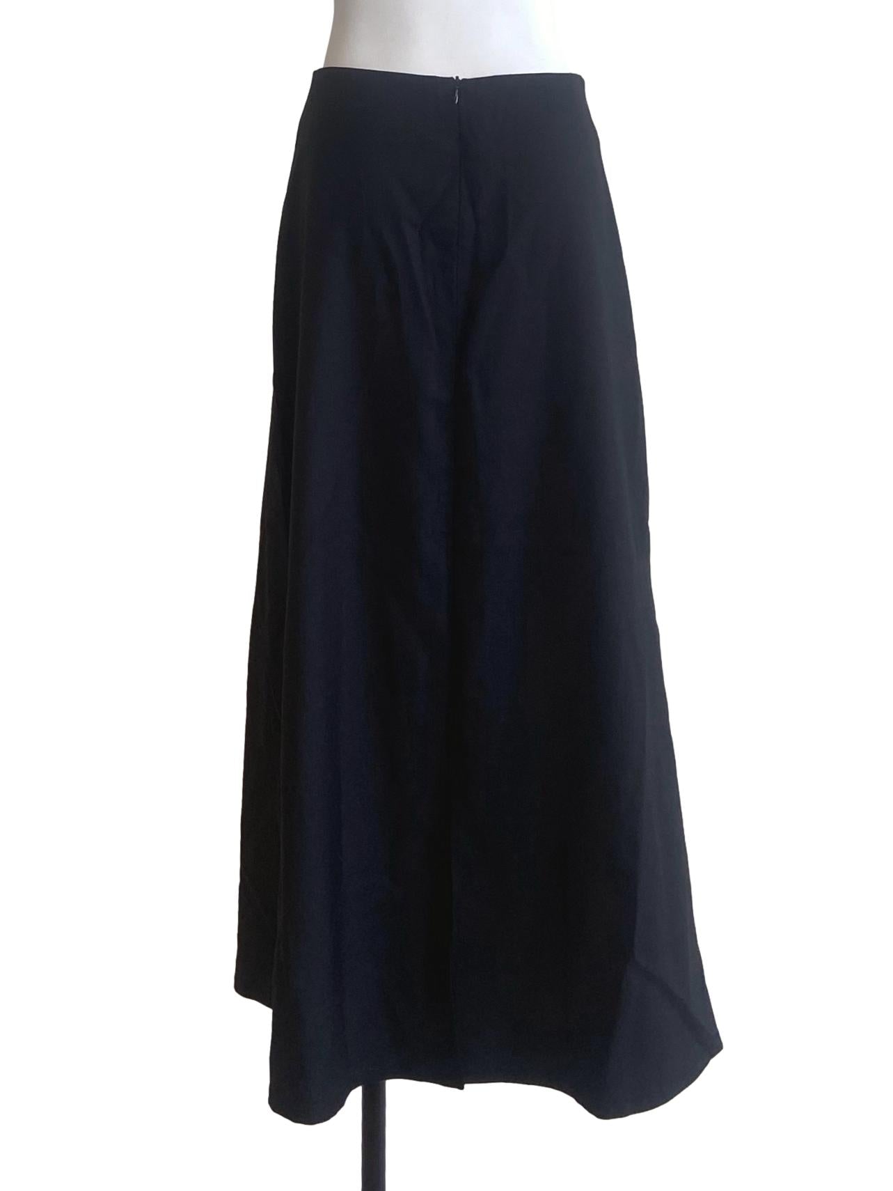 Black Slit Herringbone Skirt
