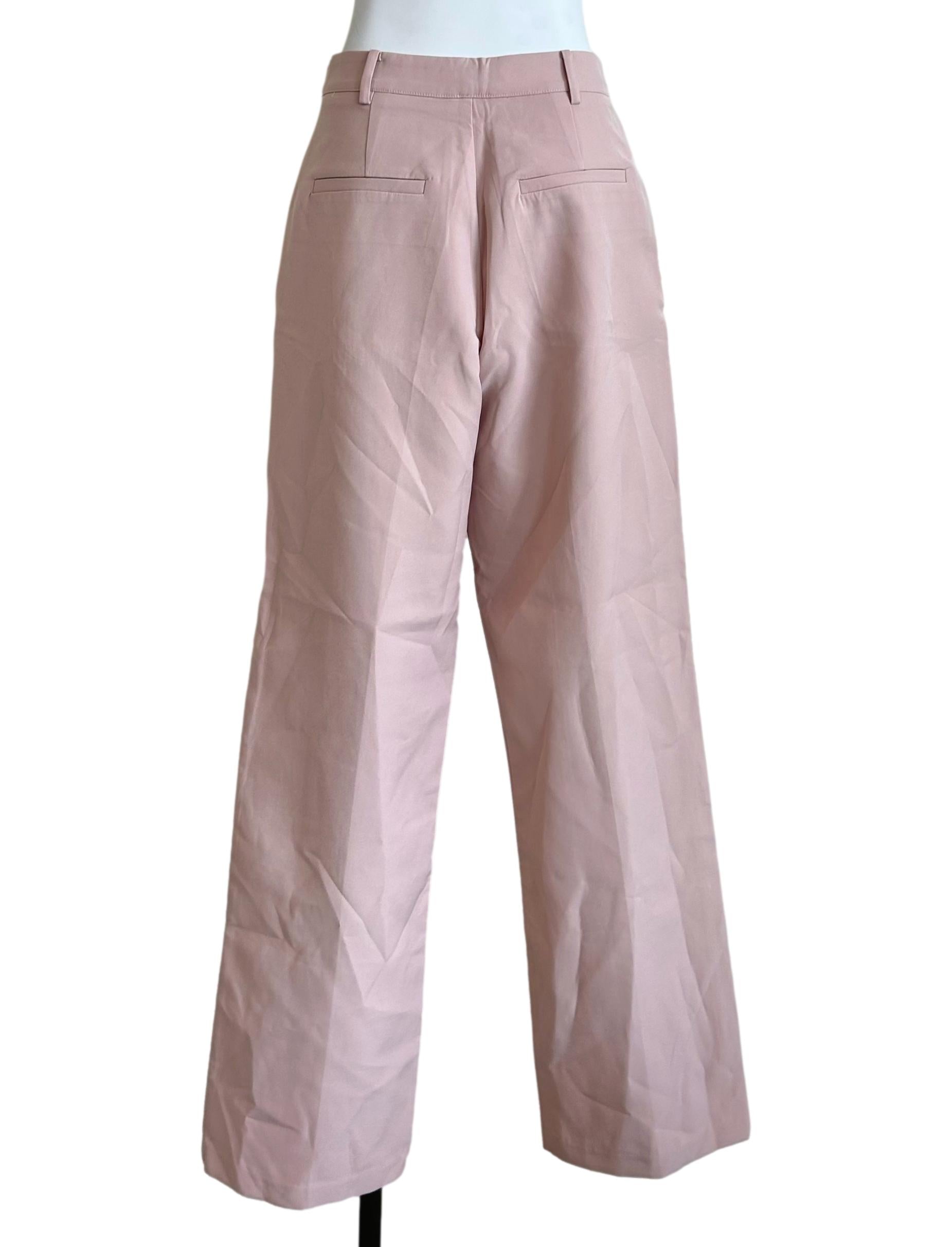 Soft Pink Tailored Smart Wide Trousers