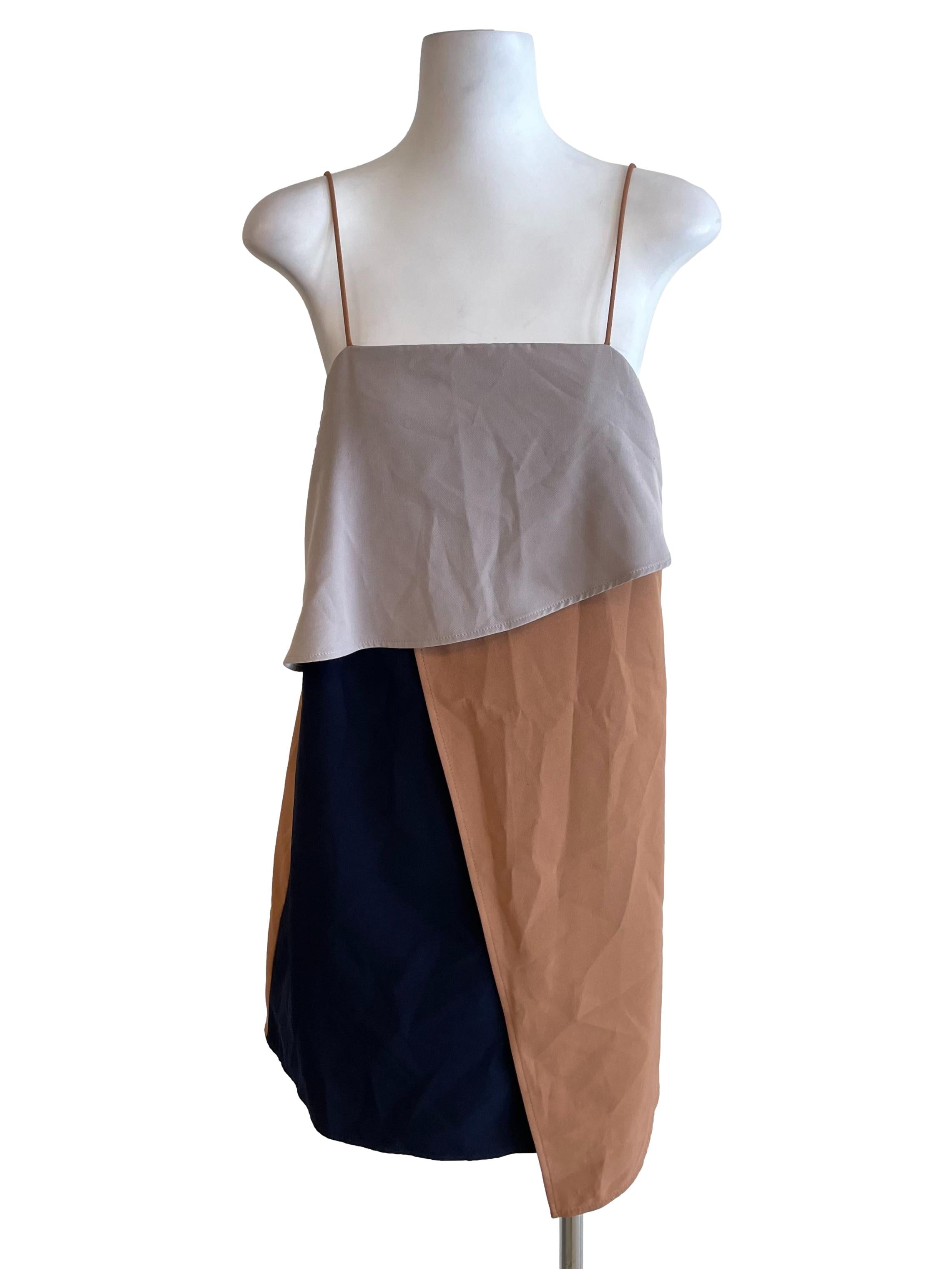 Navy Contrast  Overlay A-Line  Dress