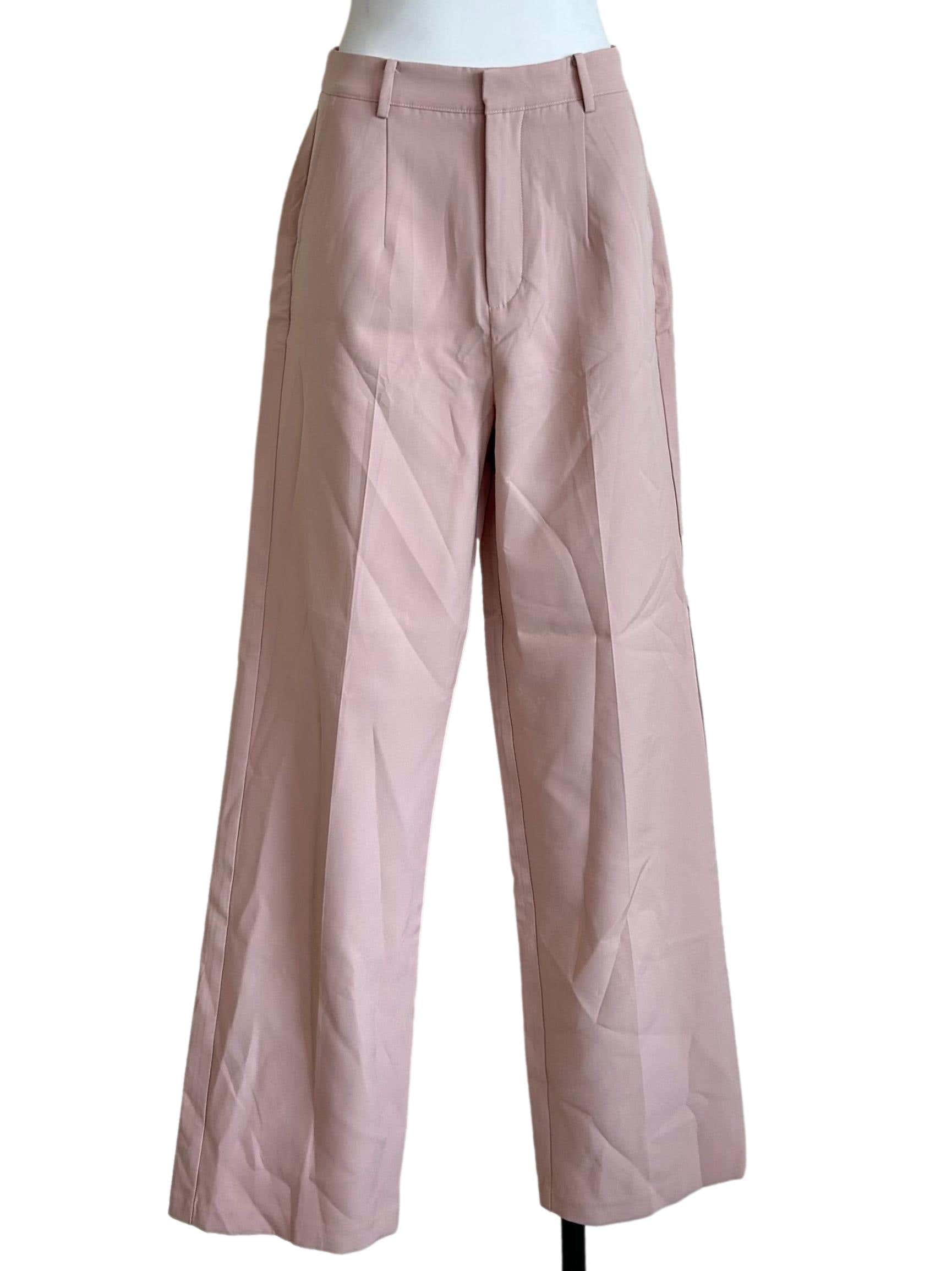 Soft Pink Tailored Smart Wide Trousers