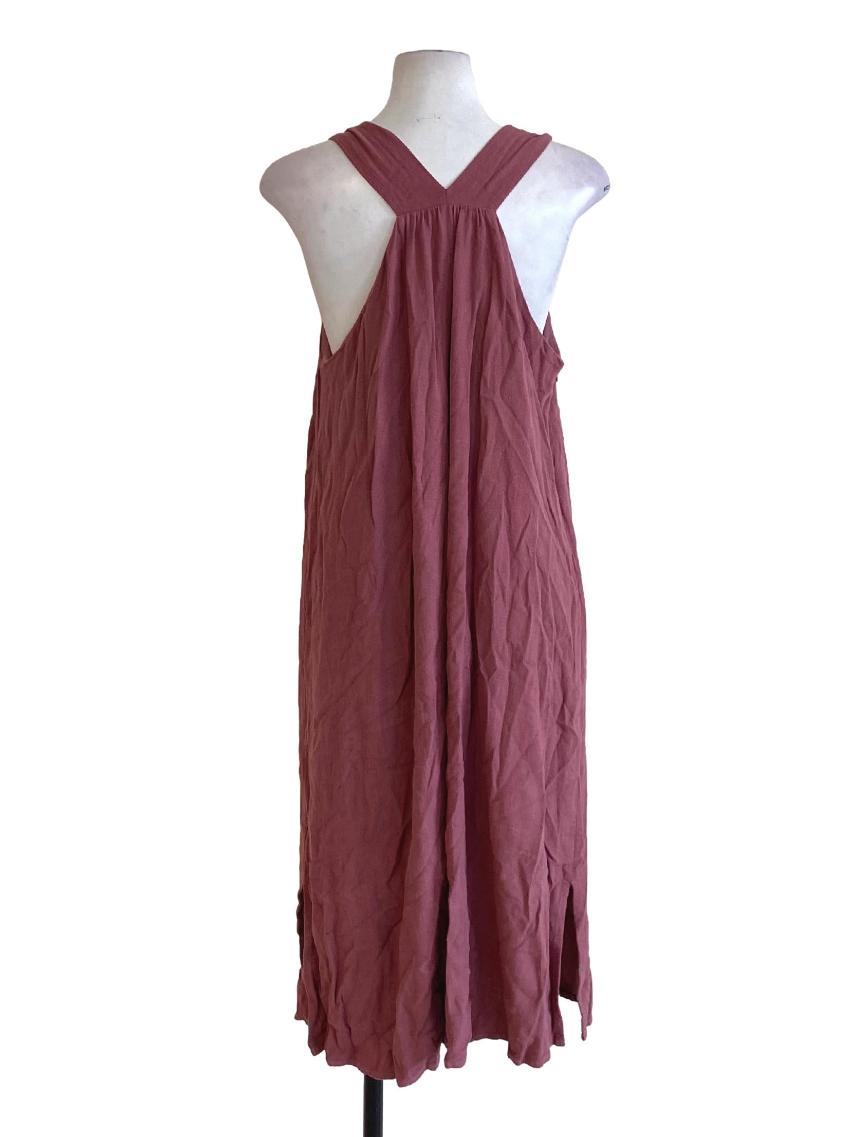 Rosewood Pink Square Neck Straight Slip Dress