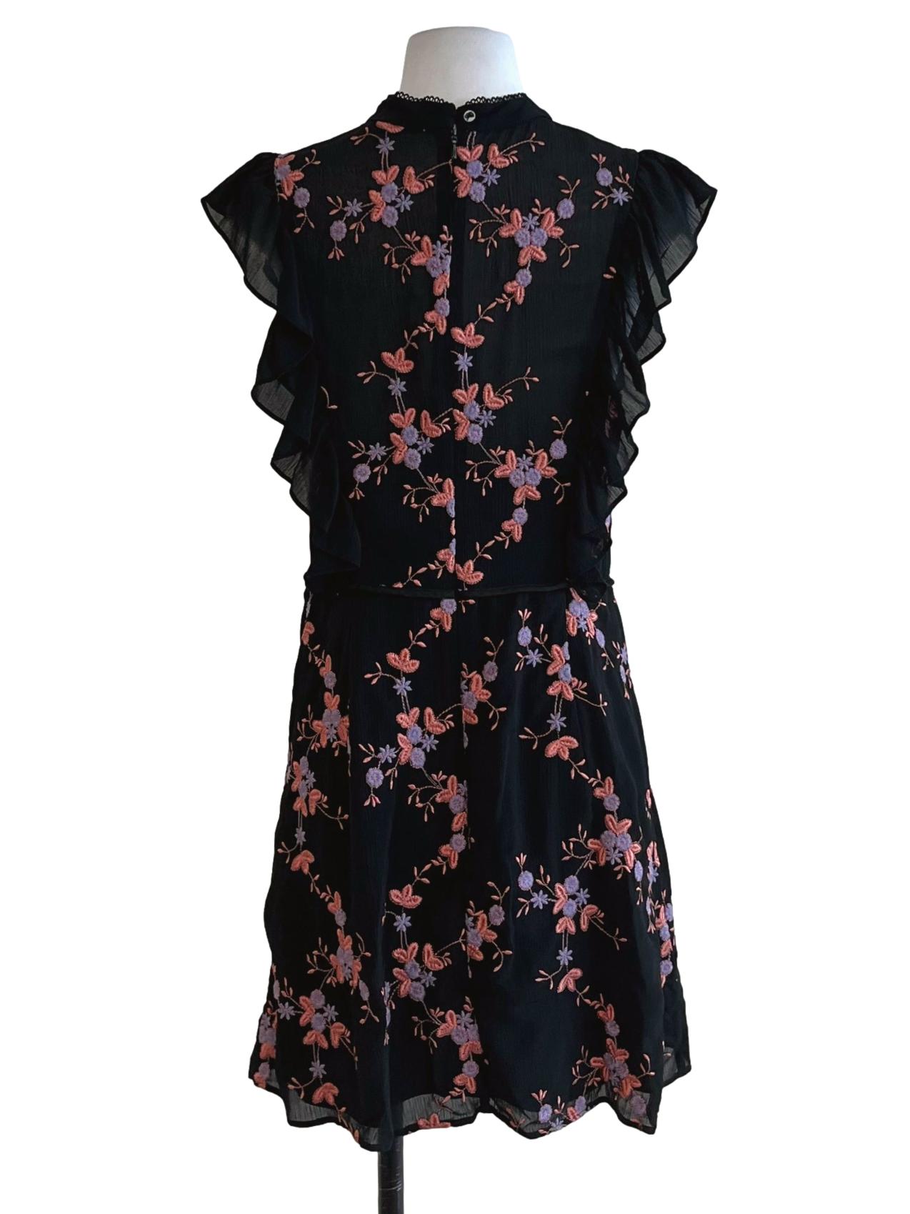 Black Floral Empire Dress