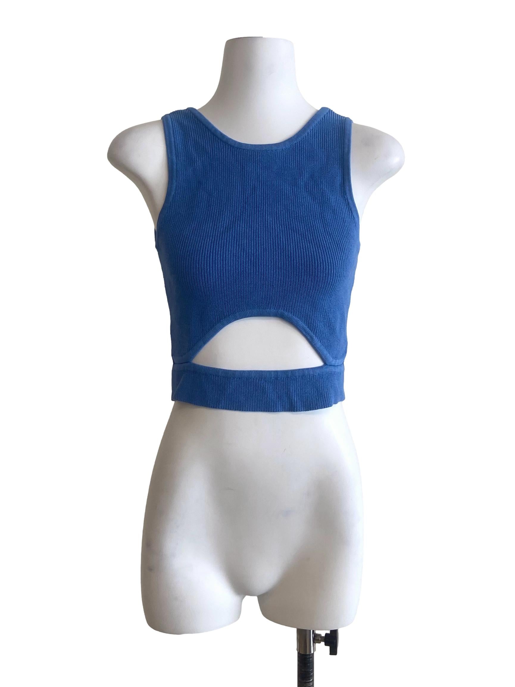 Blue Sleeveless Cut-Out Crop Top TEM