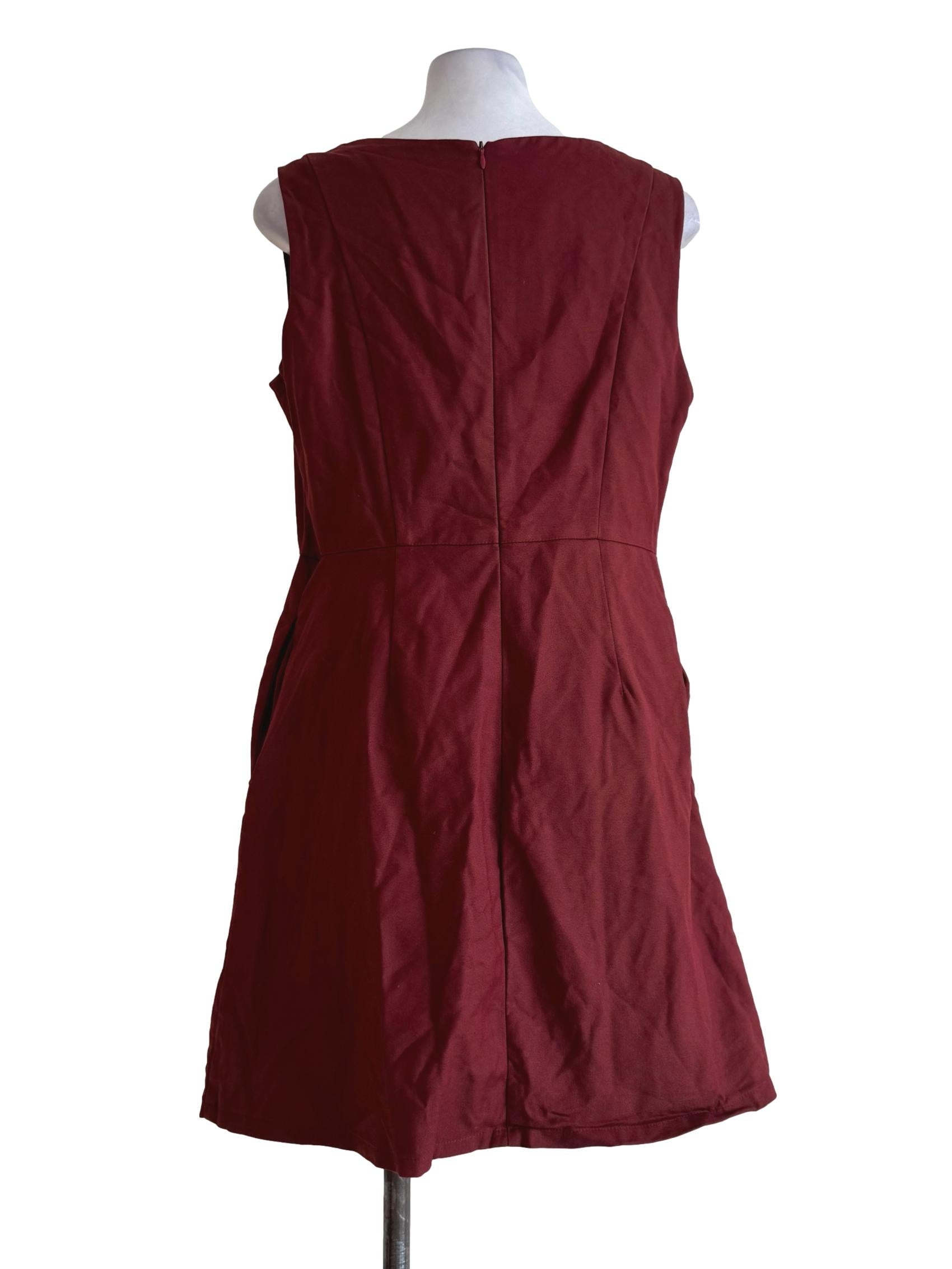 Brown Red Sleeveless Aline Dress