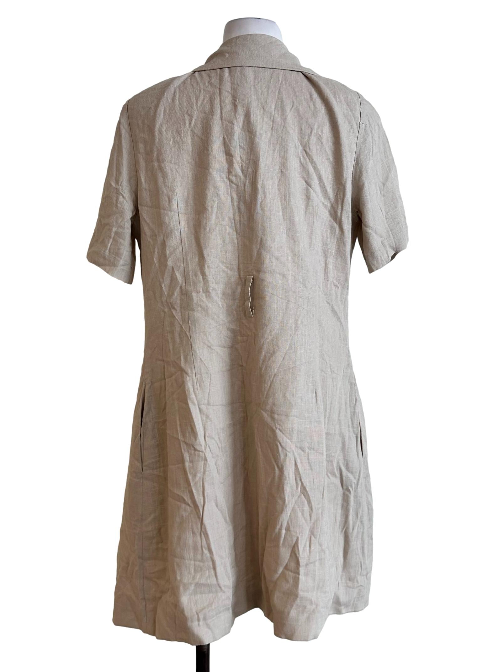 Beige Collar Button Dress