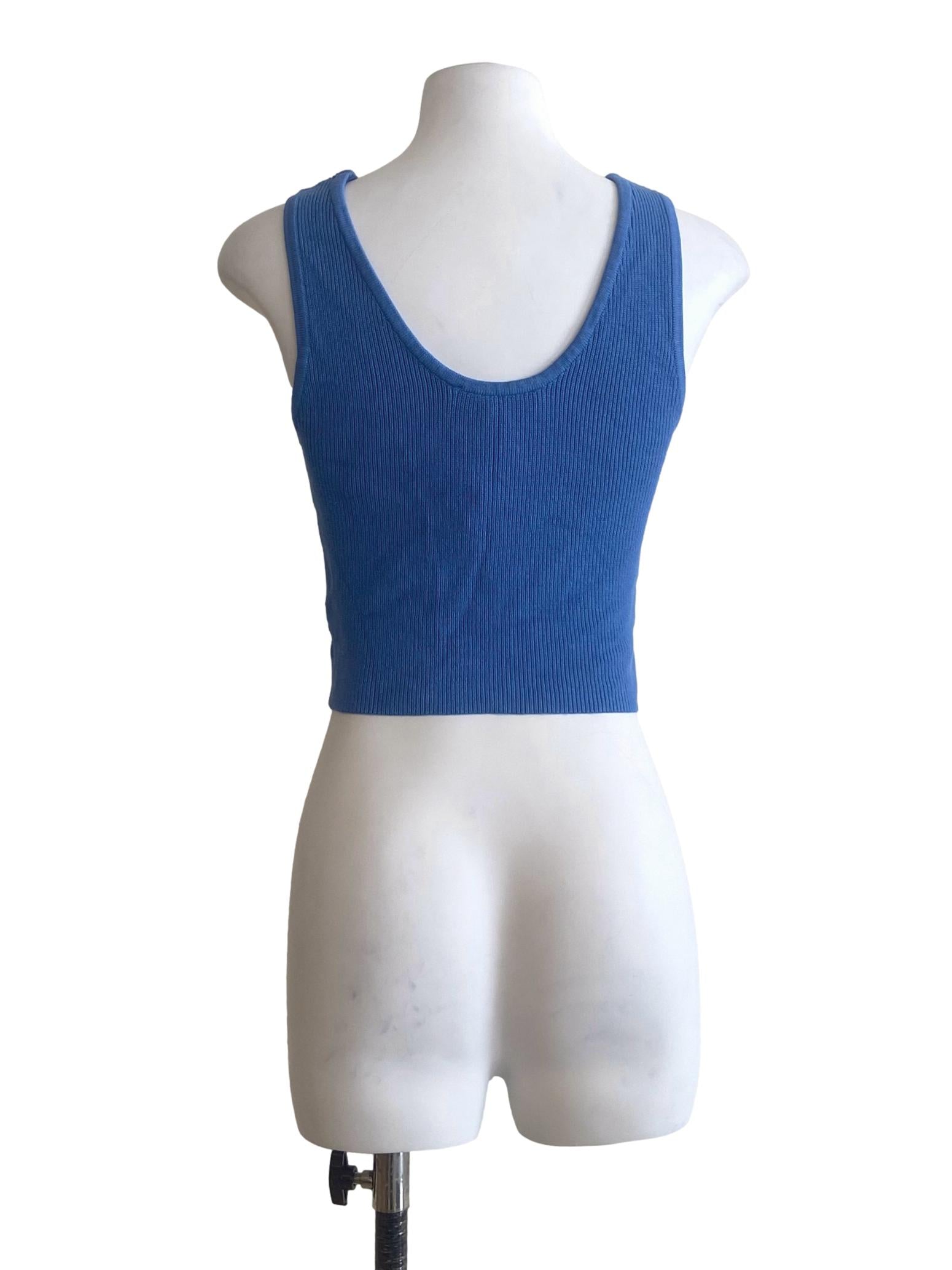 Blue Sleeveless Cut-Out Crop Top TEM