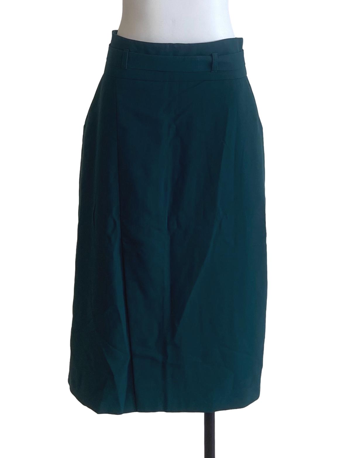 Emerald Green Slit A-Line Skirt