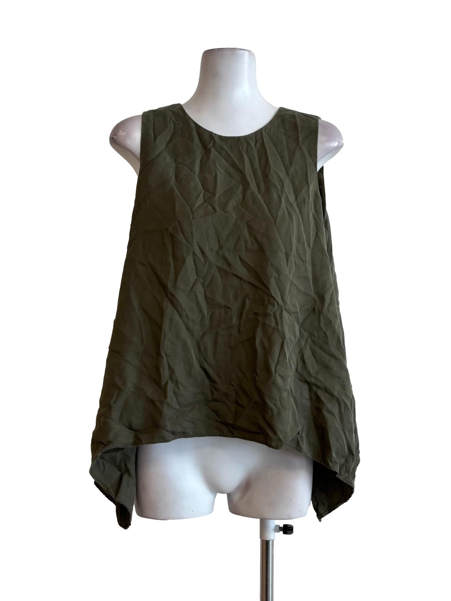 Hunter Green Sleeveless Cotton Top