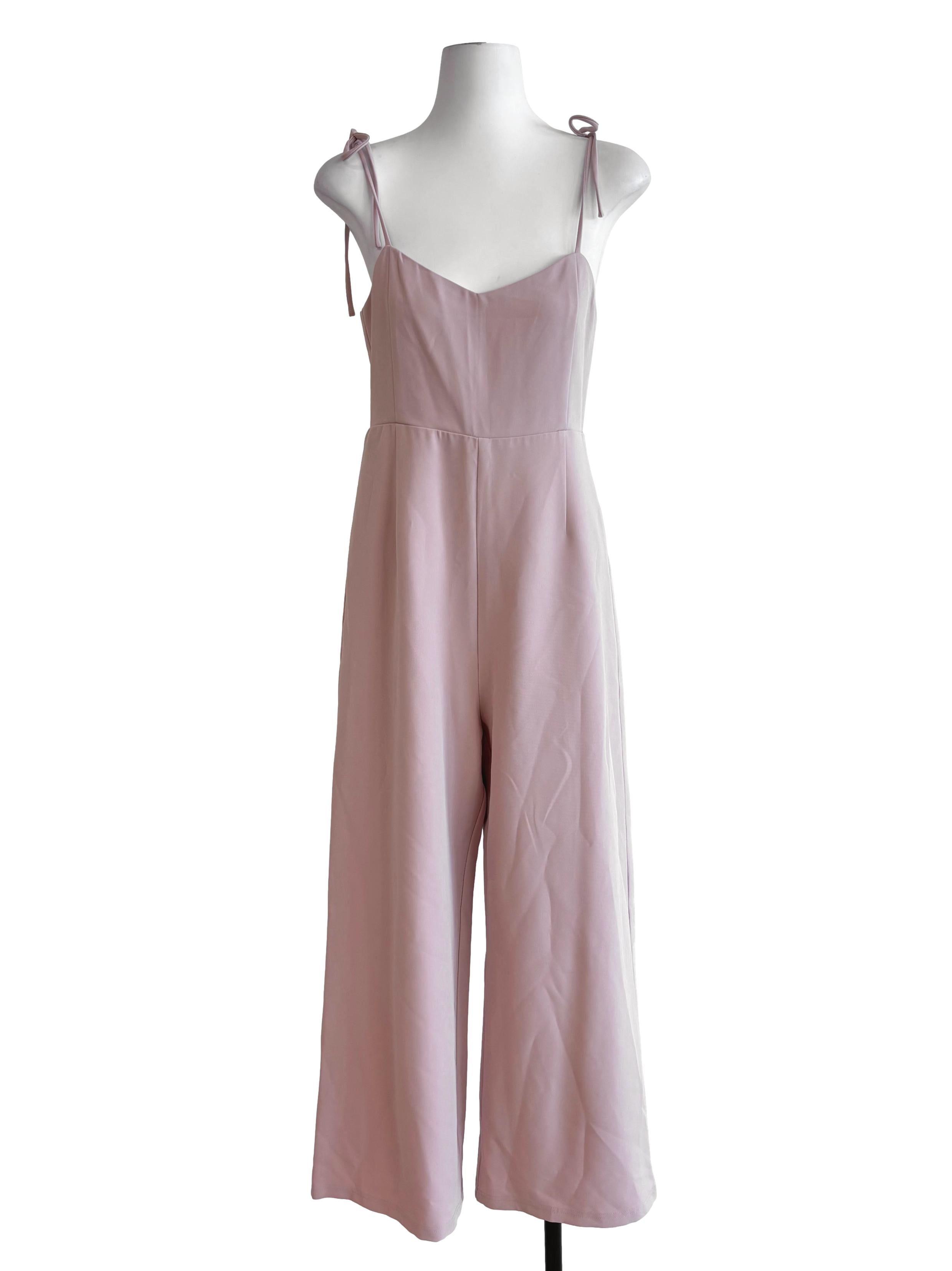 Light Pink Tie Strap Jumpsuit