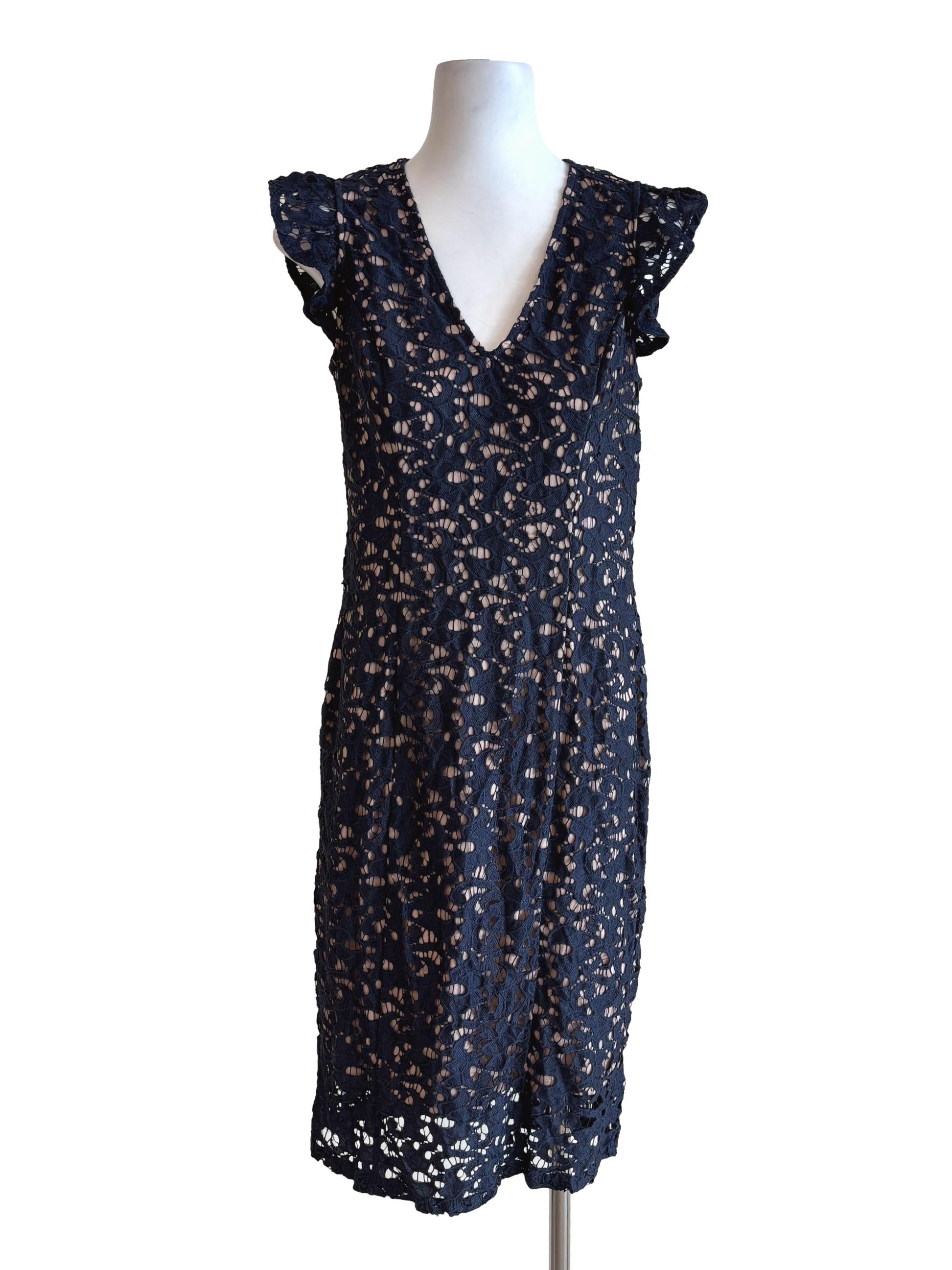 Midnight Blue Lined Lace Dress