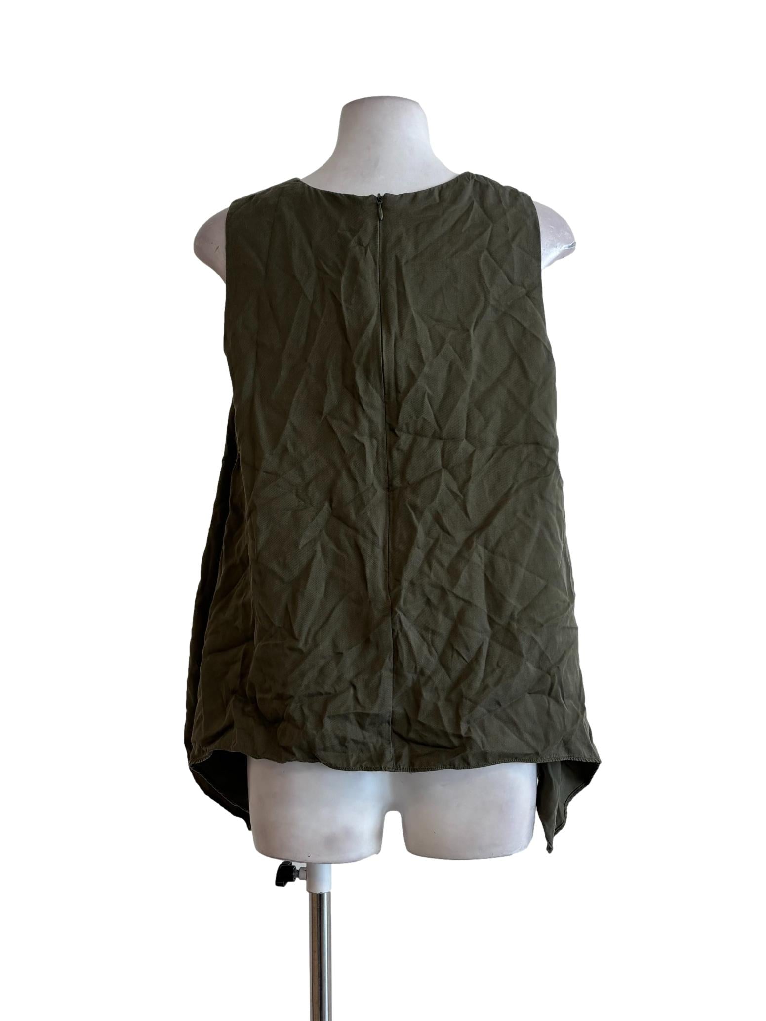 Hunter Green Sleeveless Cotton Top