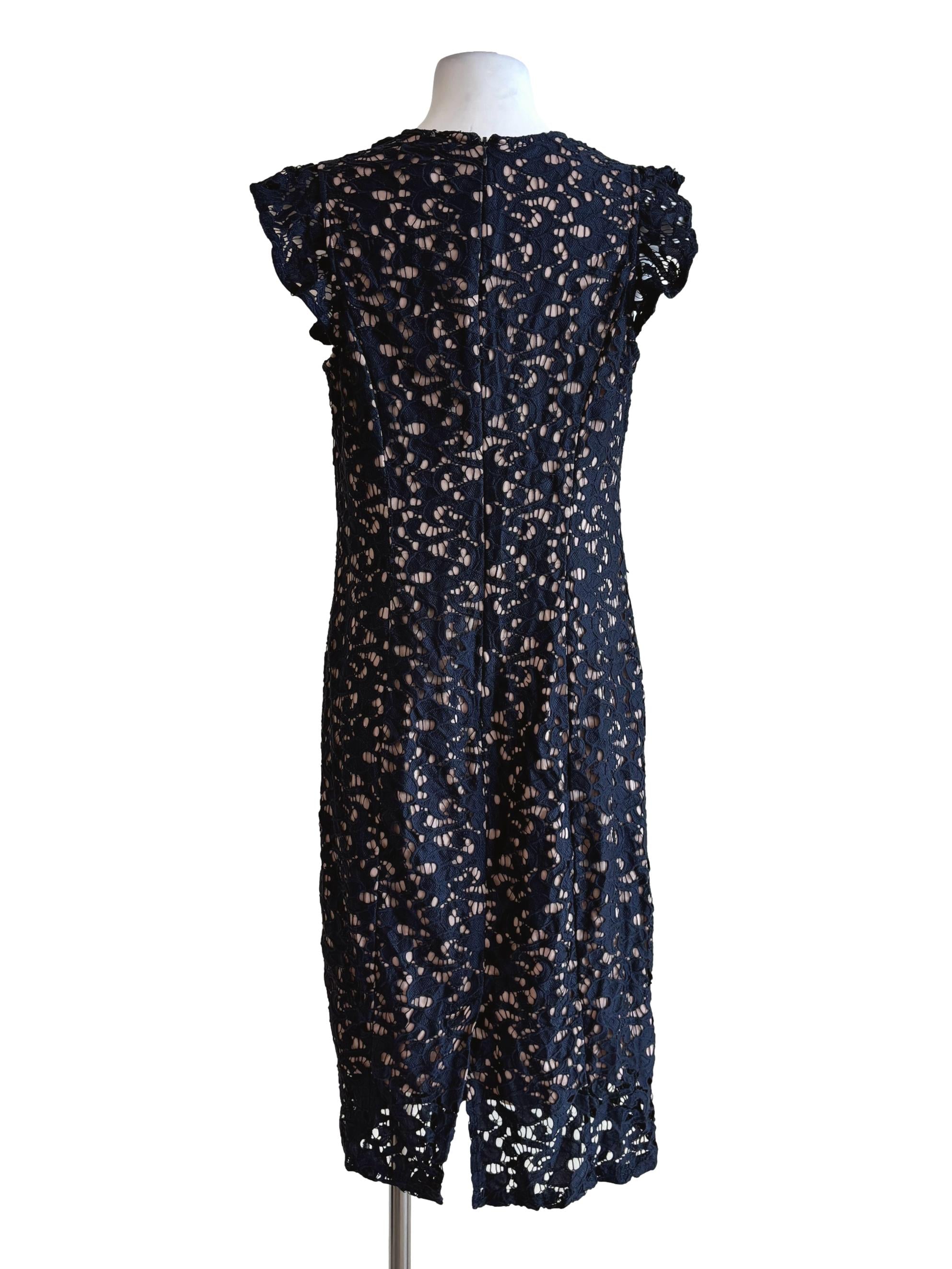Midnight Blue Lined Lace Dress