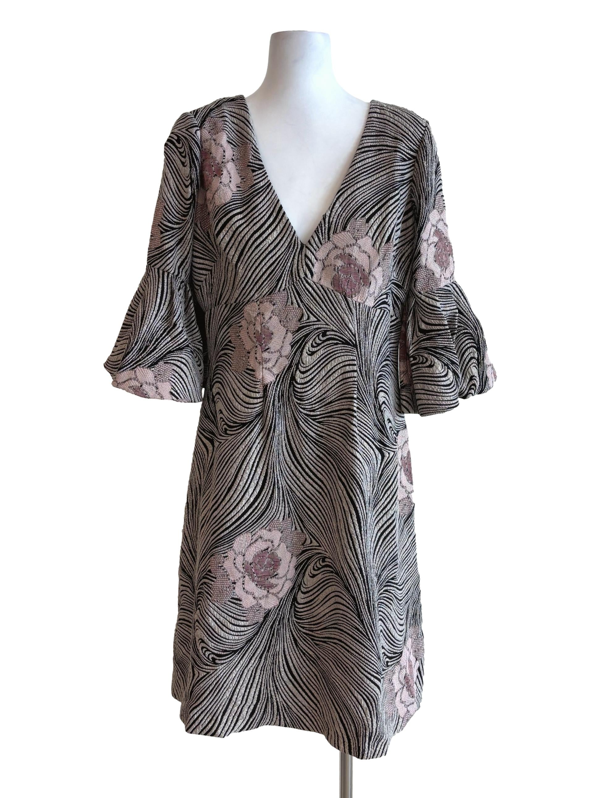 Soapstone Patterned Jacquard Dress