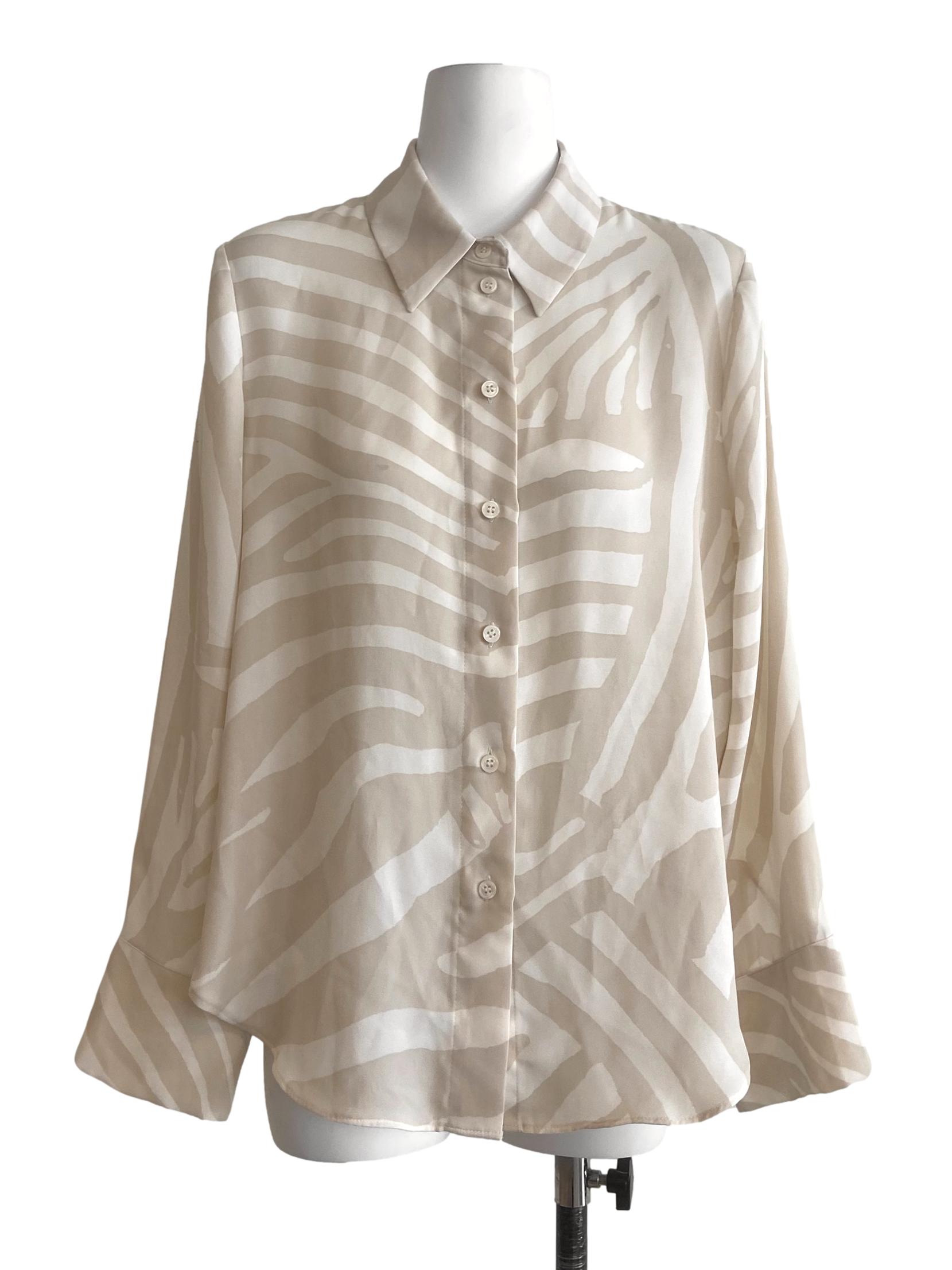 Parchment Beige Button Down Blouse