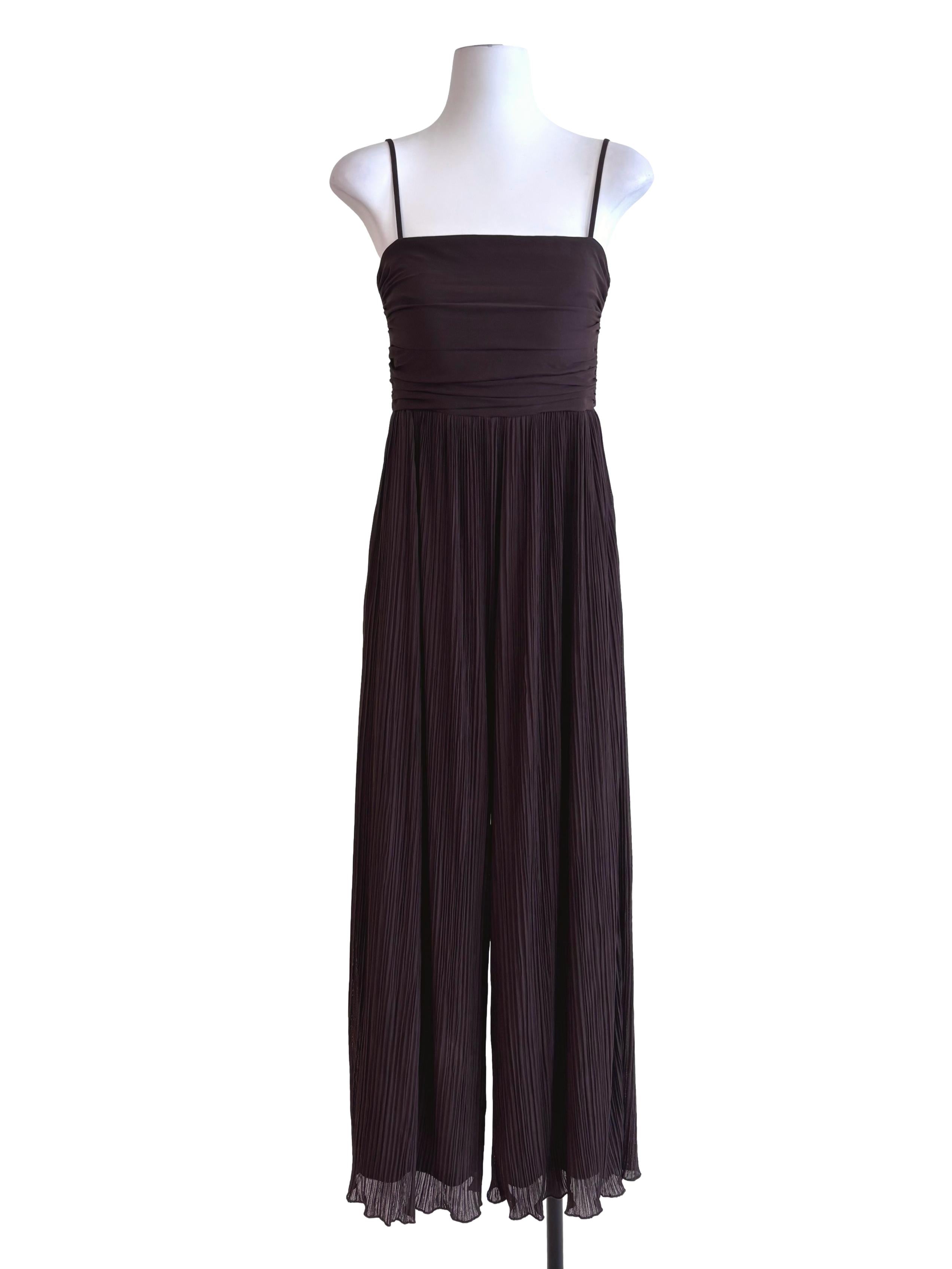 Dark Brown Pleated Jumpsuit