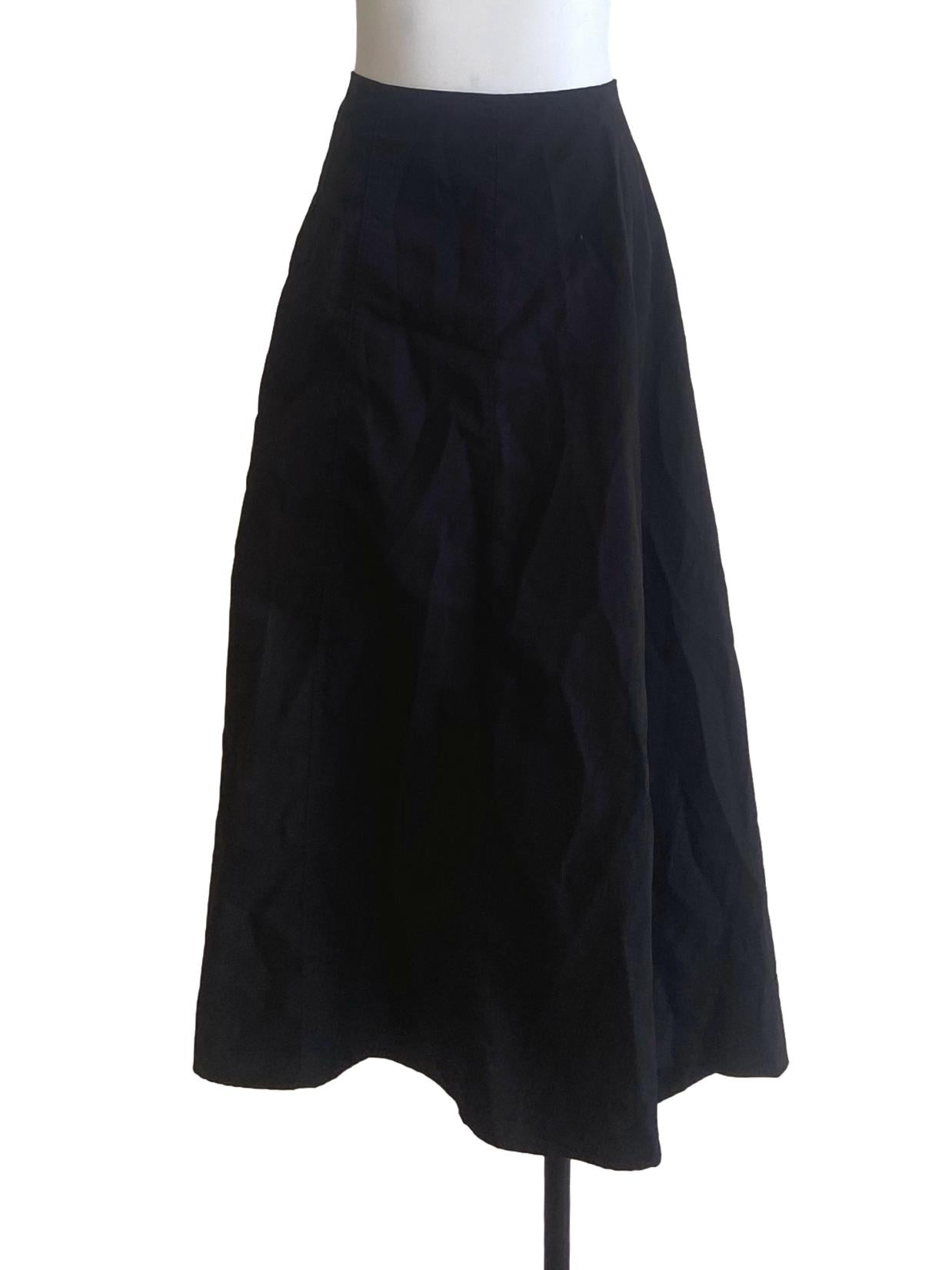 Black Slit A-Line Half Zip Skirt