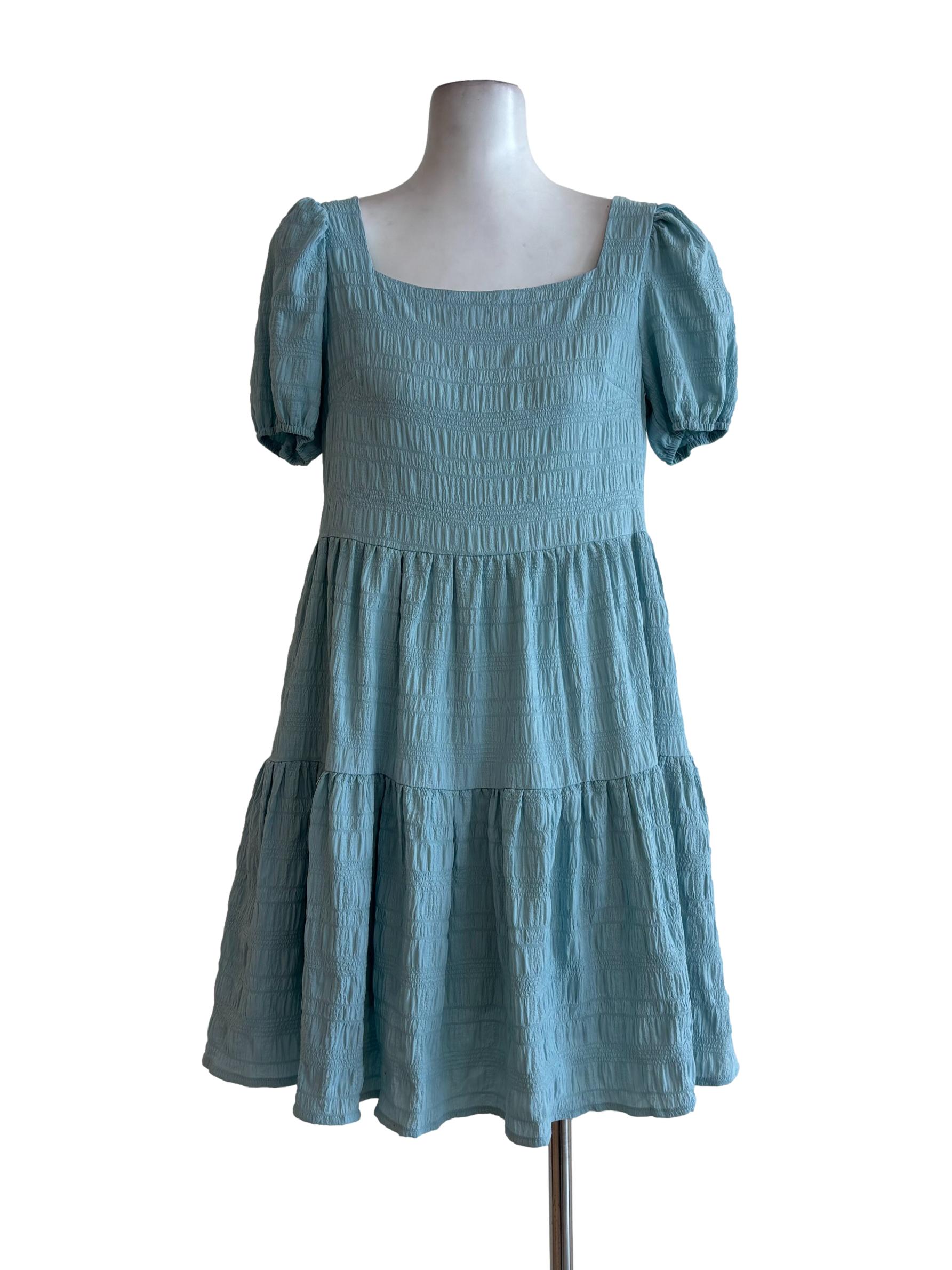 Tiffany Blue Textured Shortsleeve Dress