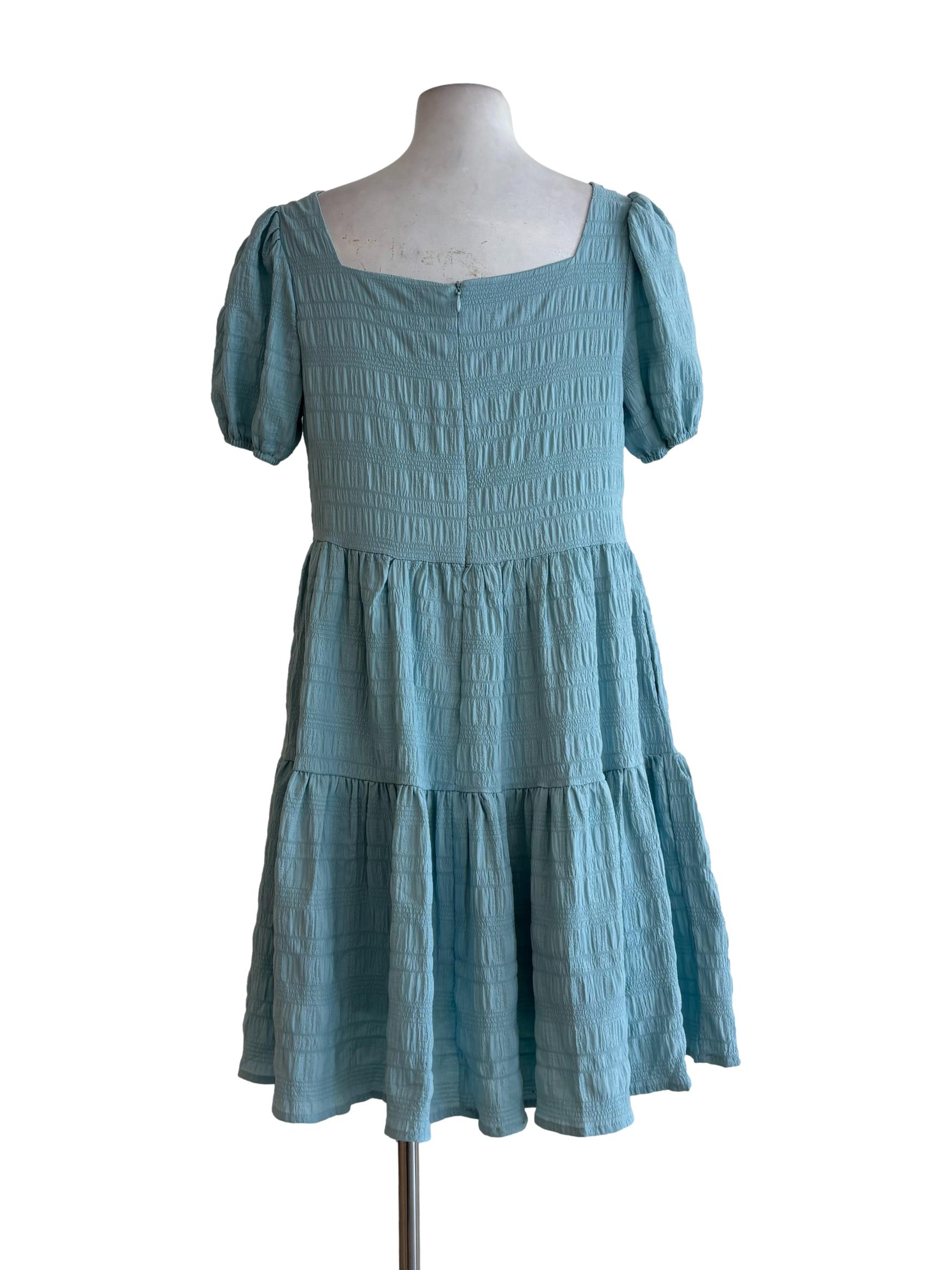 Tiffany Blue Textured Shortsleeve Dress