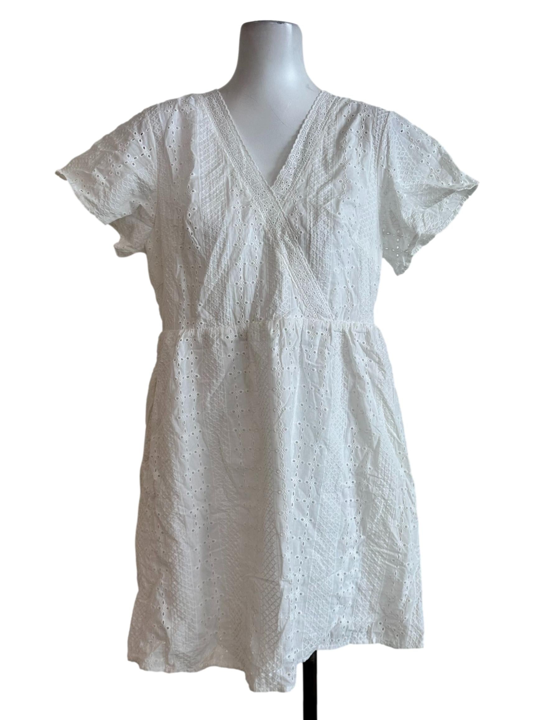 Cotton White Embroidery Pattern Dress