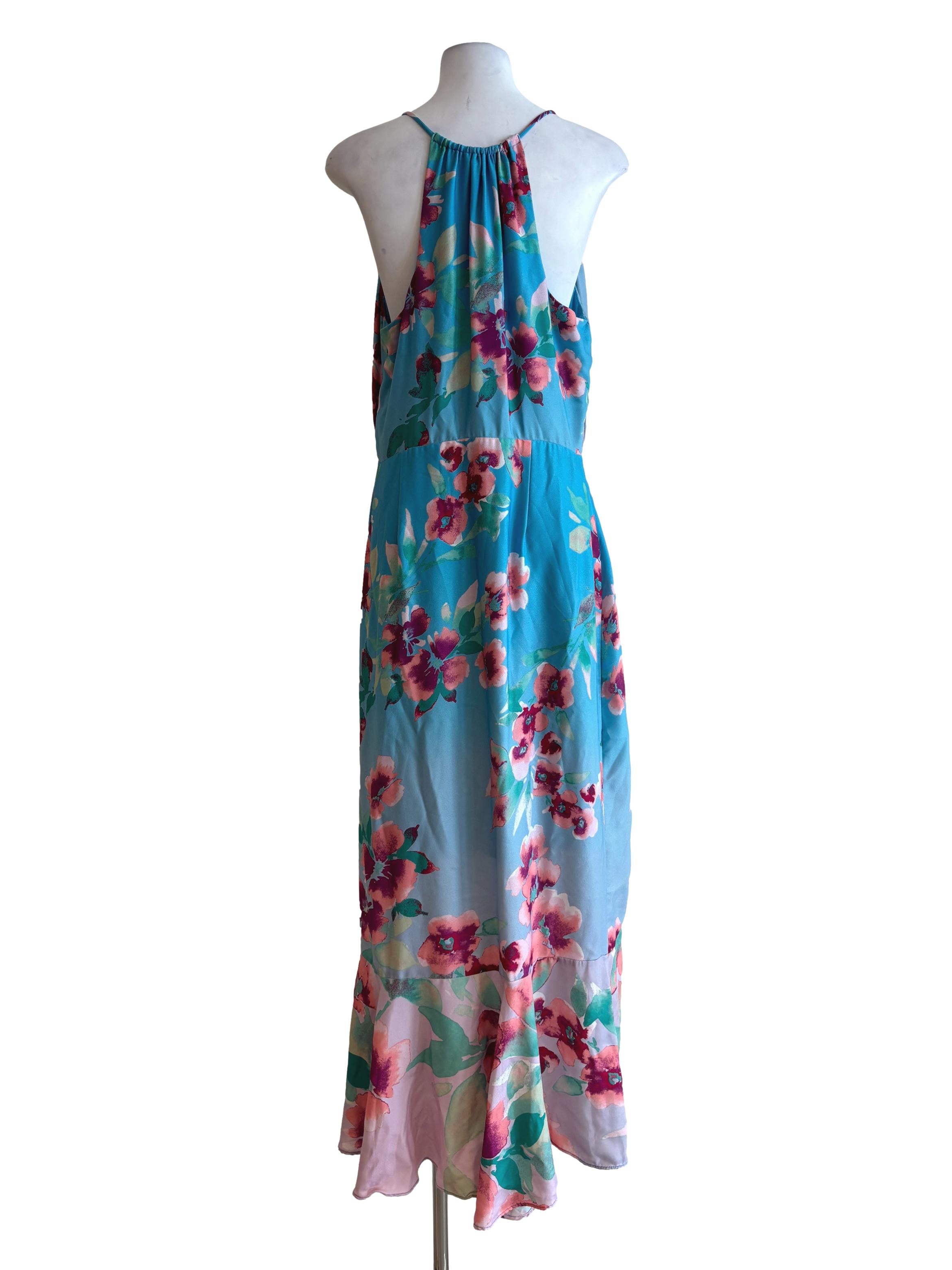 Pacific Blue Ruffle Tropical Sundress