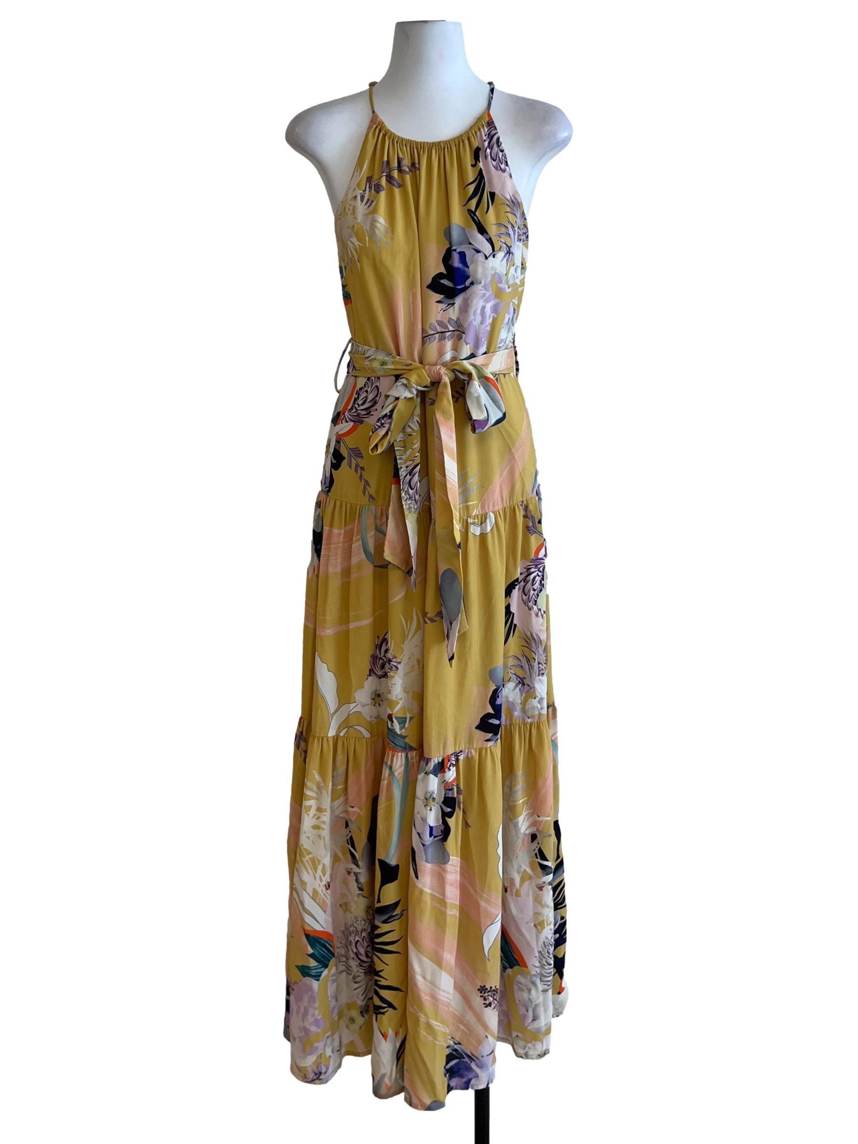 Yellow Floral A-Line Dress