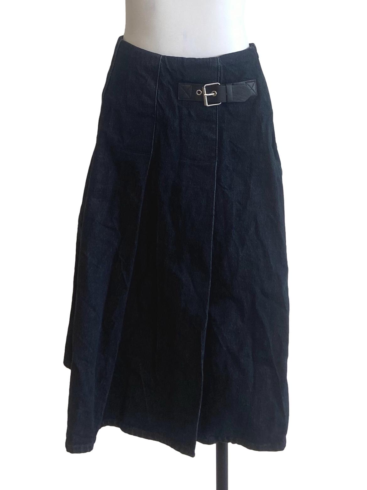 Denim Blue Herringbone Circle Jeans Skirt