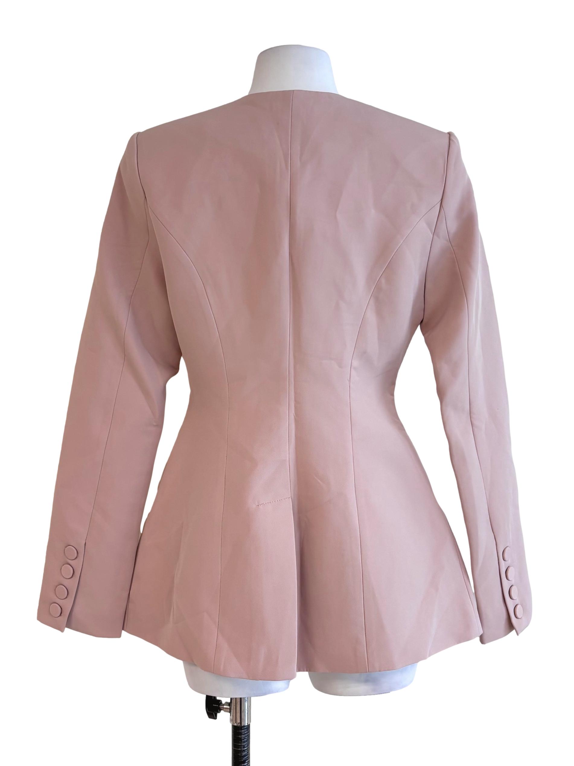 Peach Pink Double Breasted Waisted Blazer