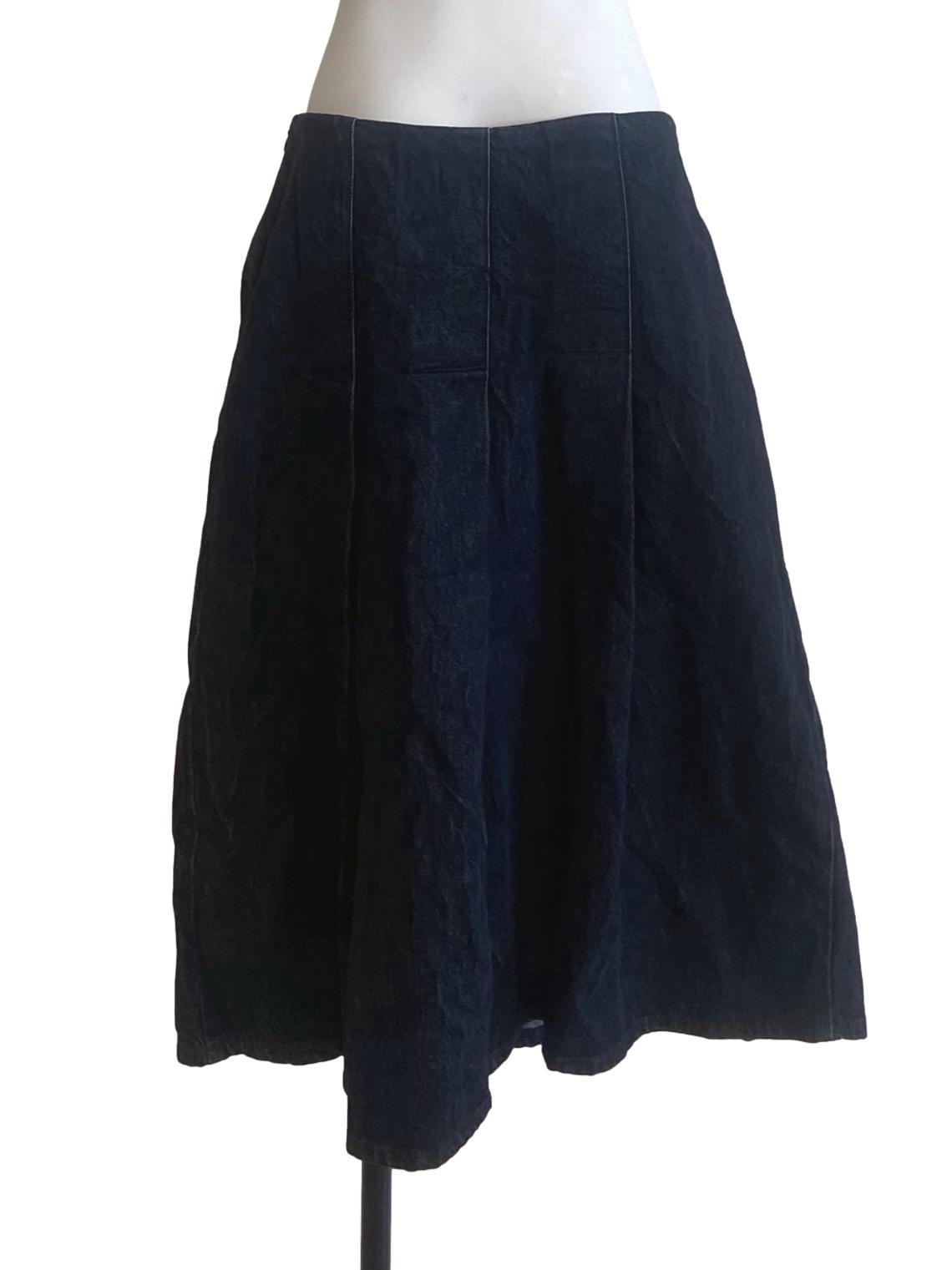 Denim Blue Herringbone Circle Jeans Skirt