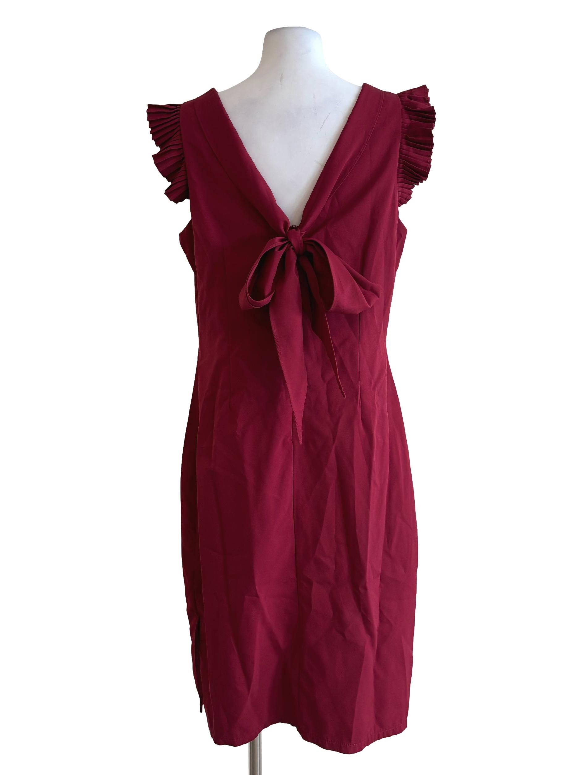 Crimson Red Short Sleeve Pencil Dress