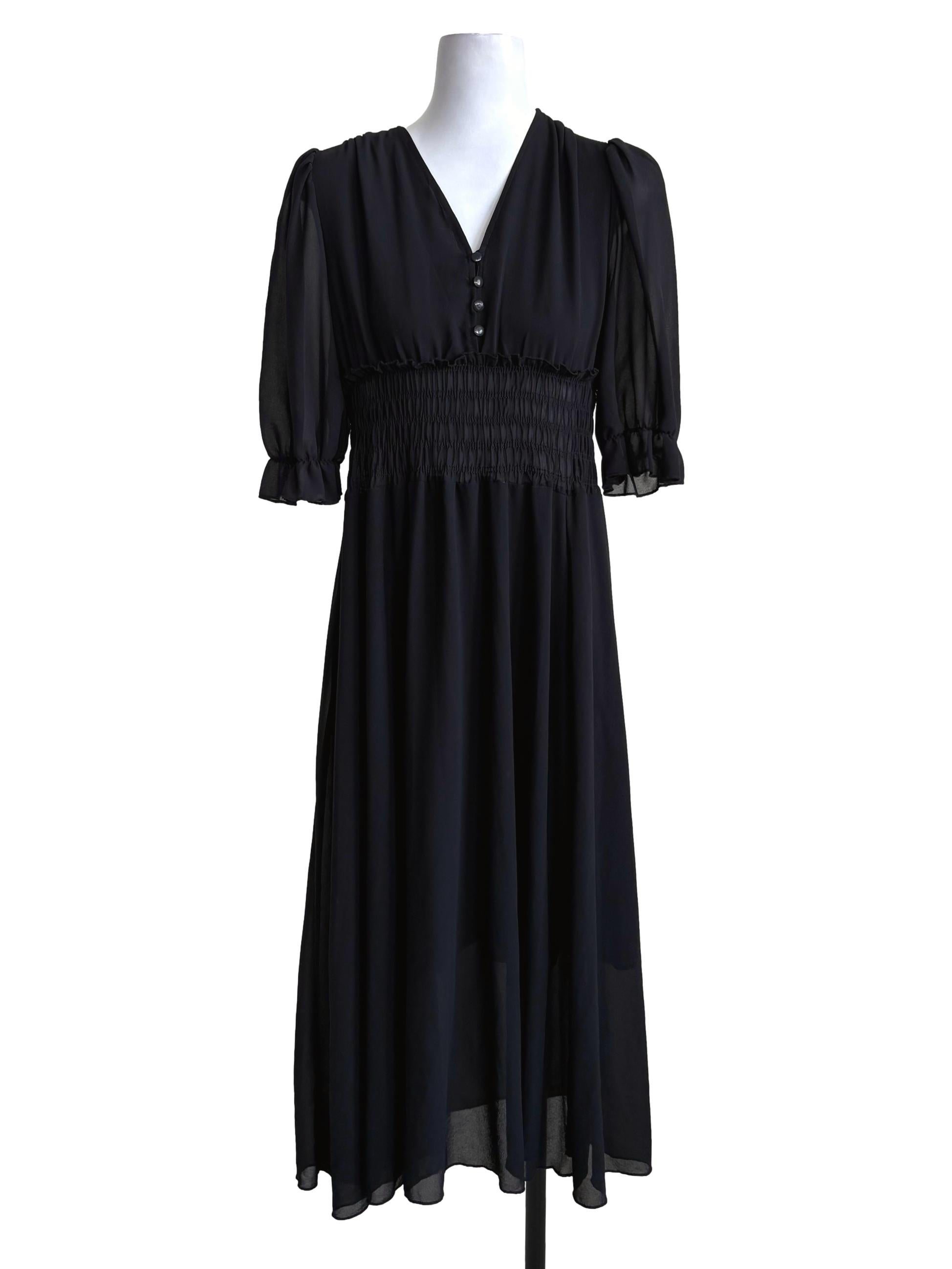 Black Sheer Smock Dress