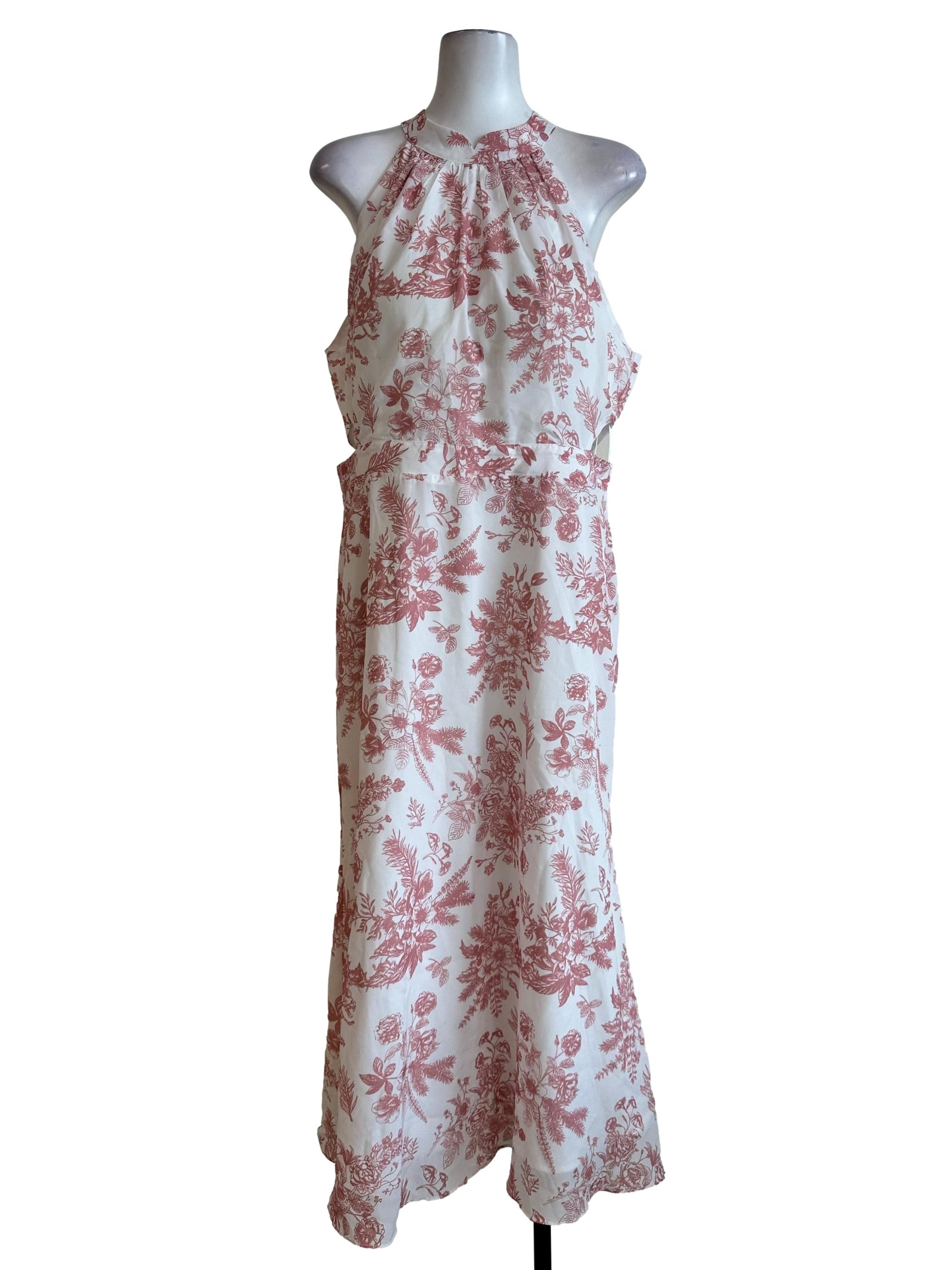 Porcelain White Padded Floral Printed Dress