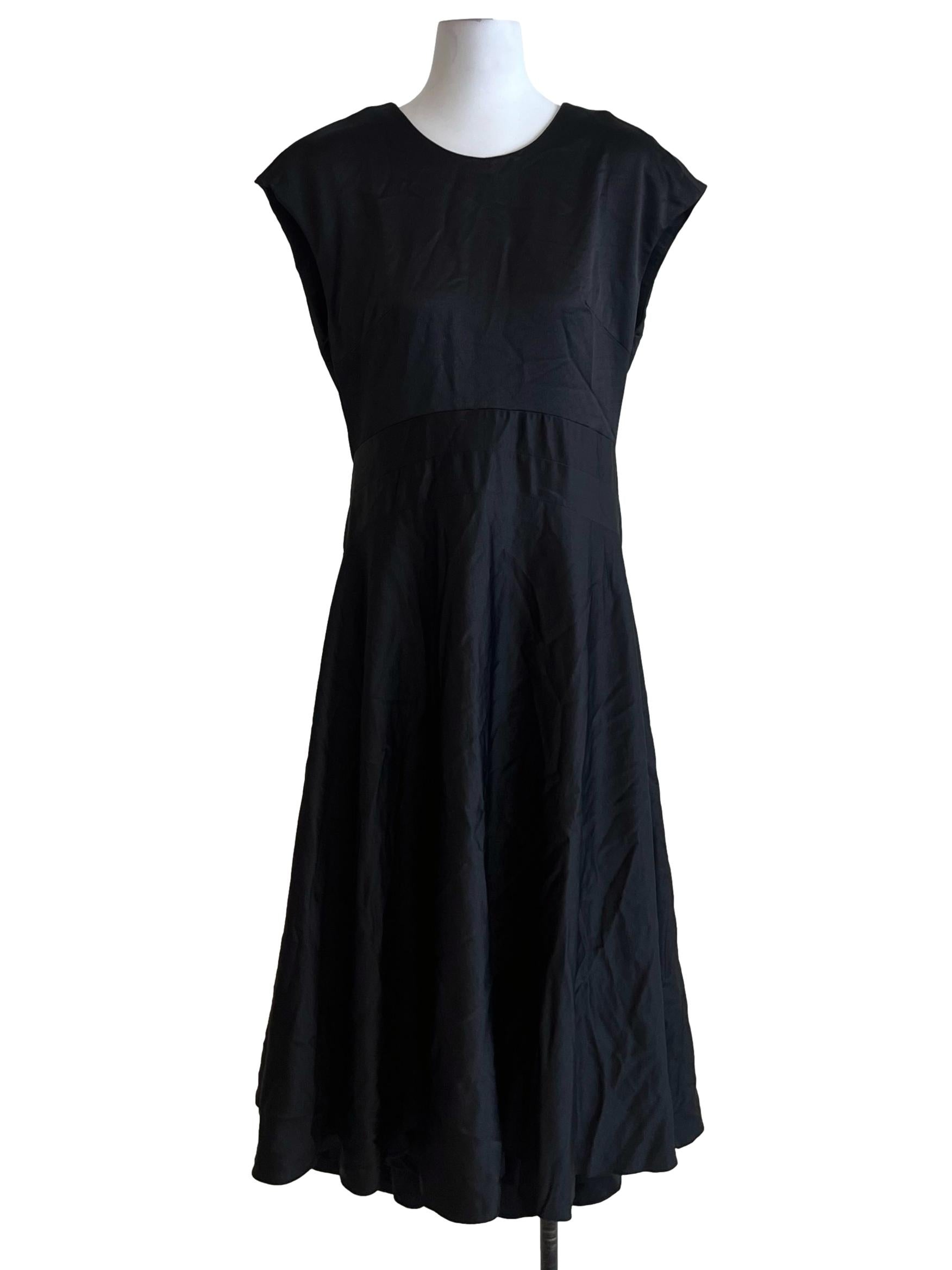 Black Jewel Neckline A-Line Dress