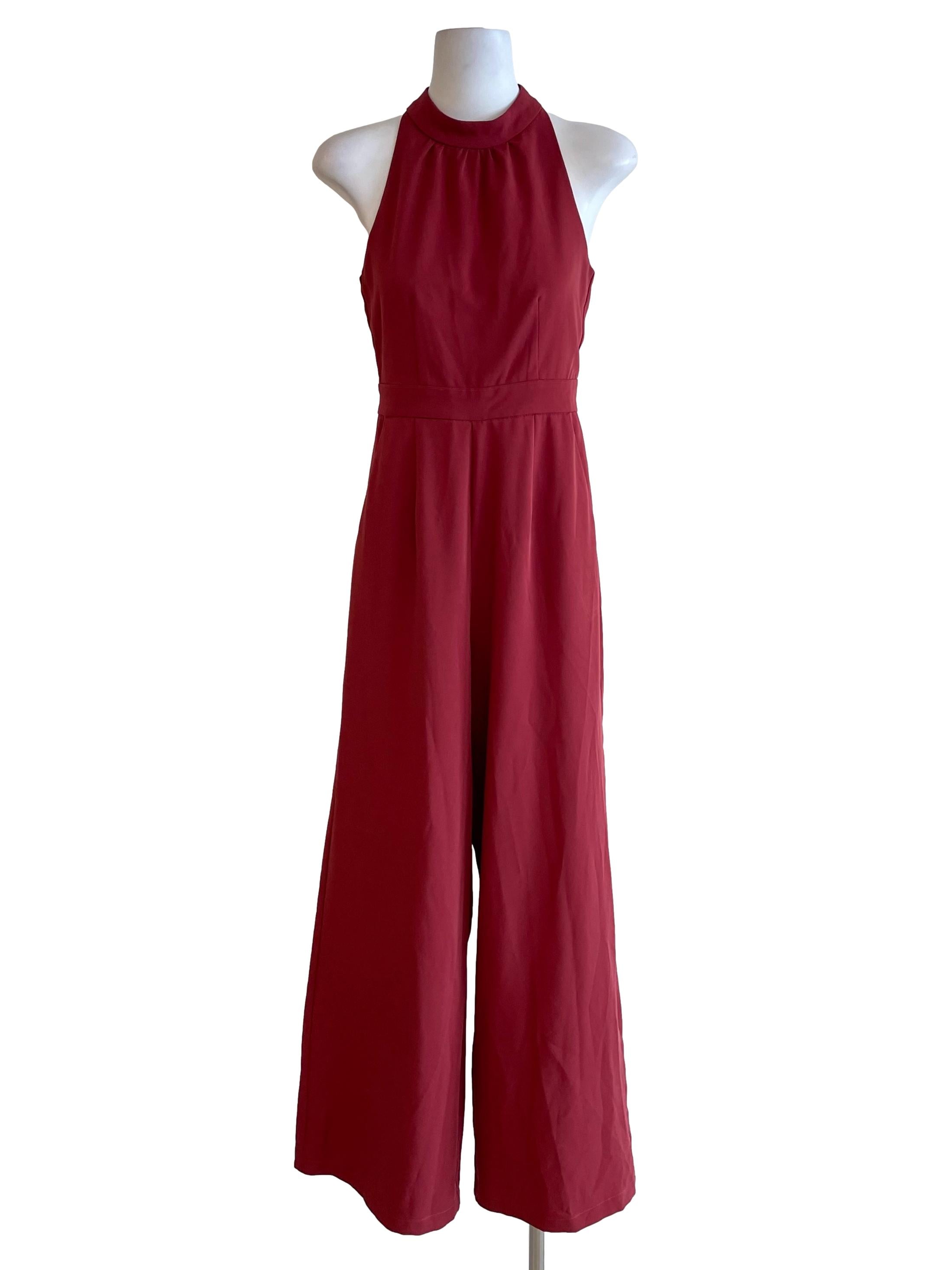 Red Halter Neck Jumpsuit
